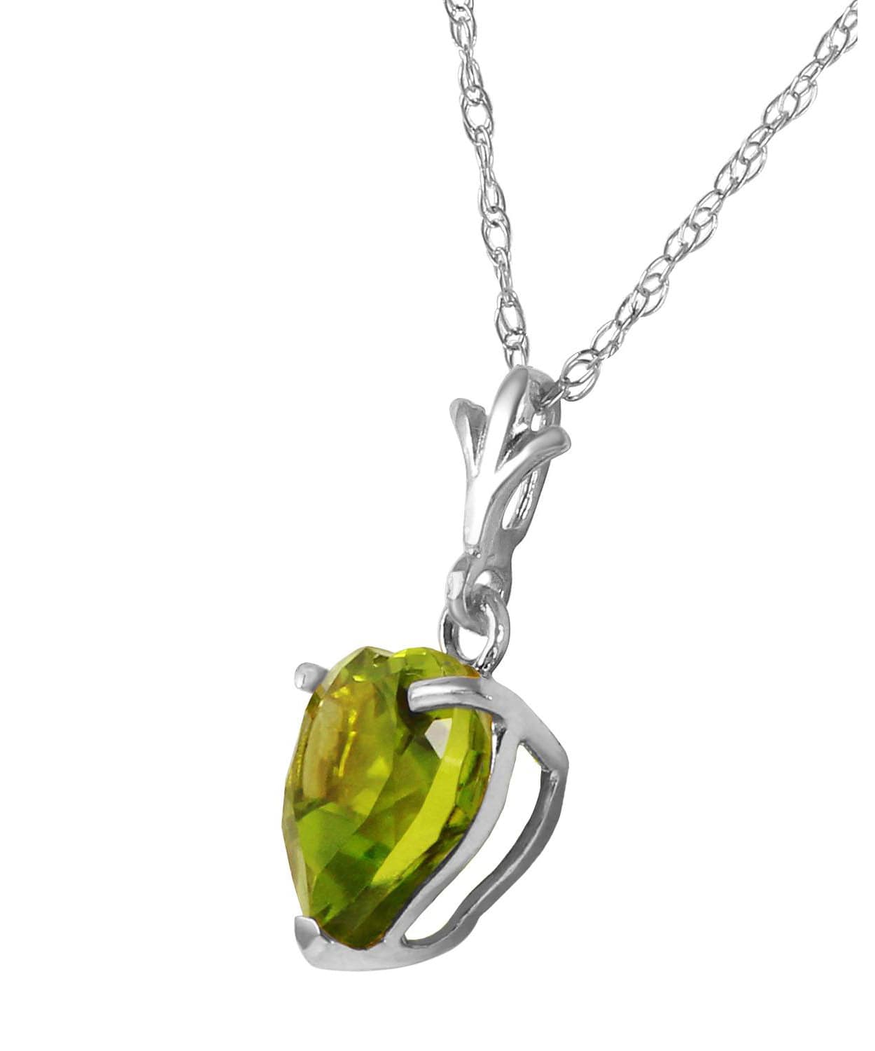 1.18 ctw Natural Lime Peridot 14k Gold Heart Pendant With Chain View 4