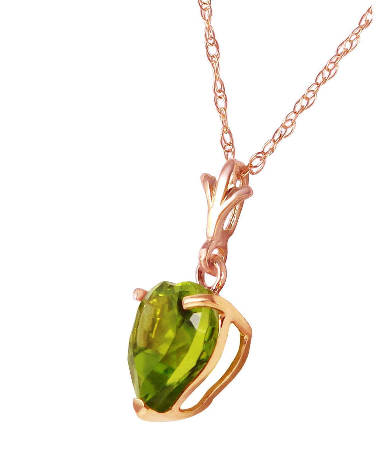 1.18 ctw Natural Lime Peridot 14k Gold Heart Pendant With Chain View 6