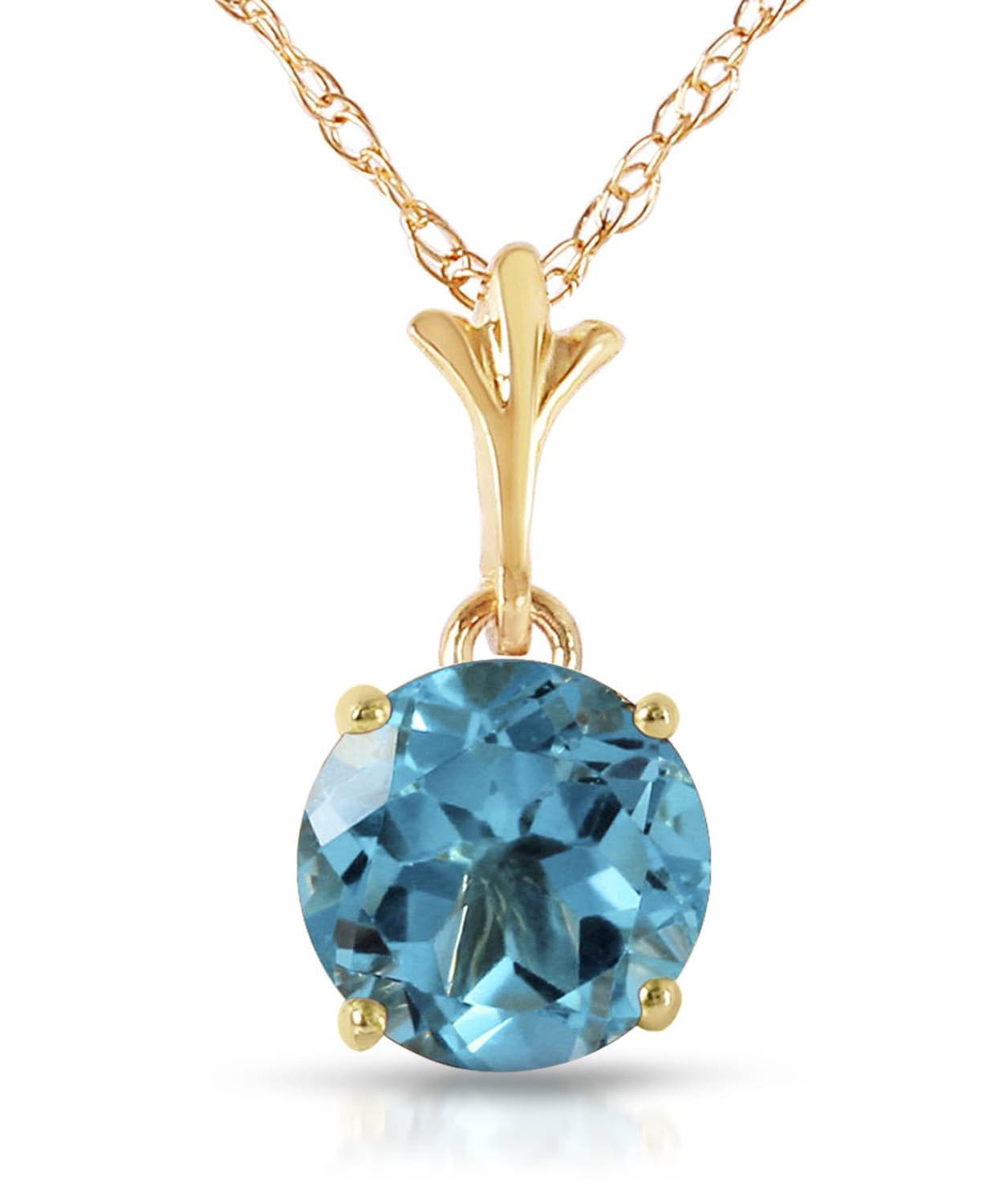 1.18 ctw Natural Swiss Blue Topaz 14k Gold Pendant With Chain View 1