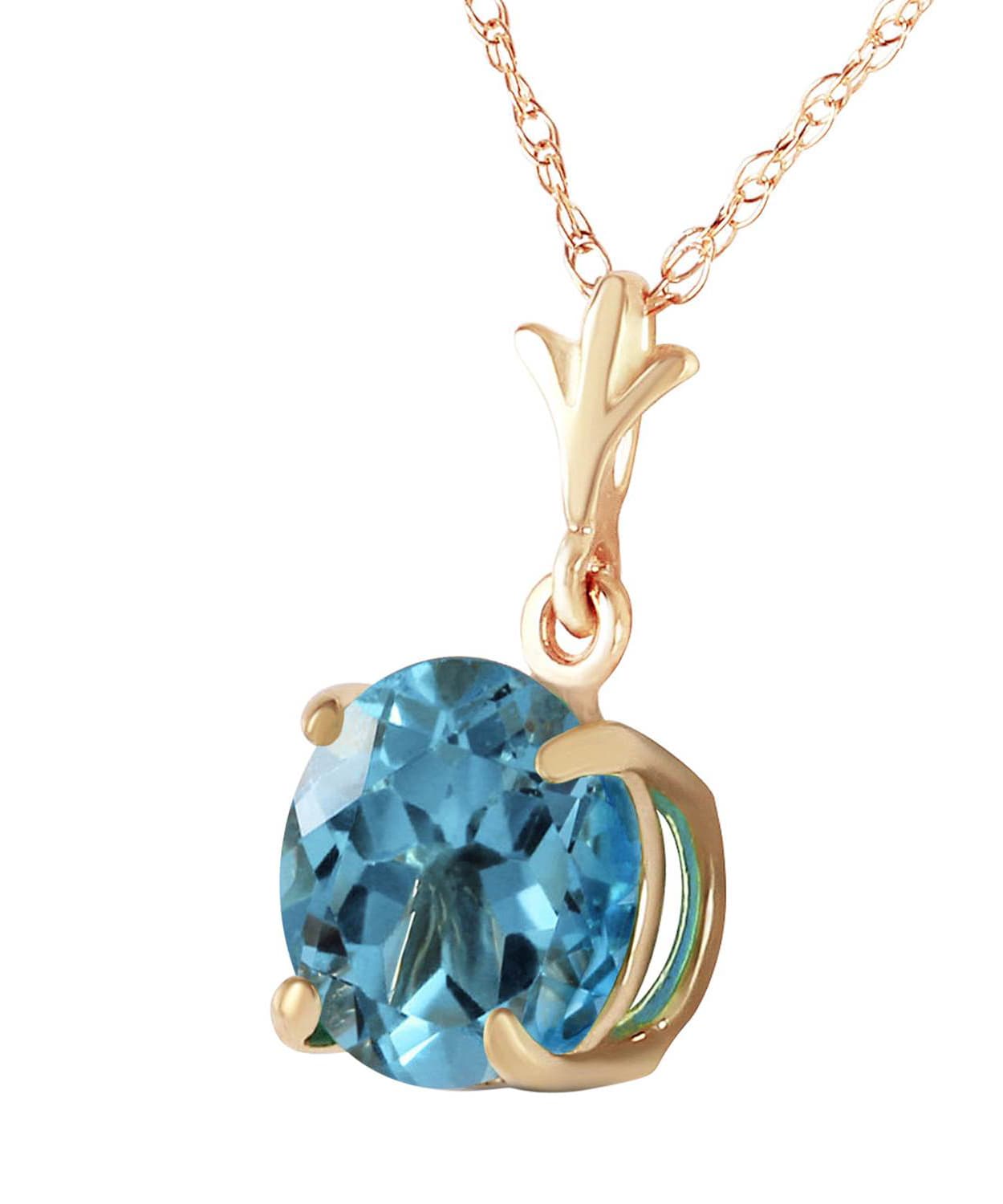 1.18 ctw Natural Swiss Blue Topaz 14k Gold Pendant With Chain View 2