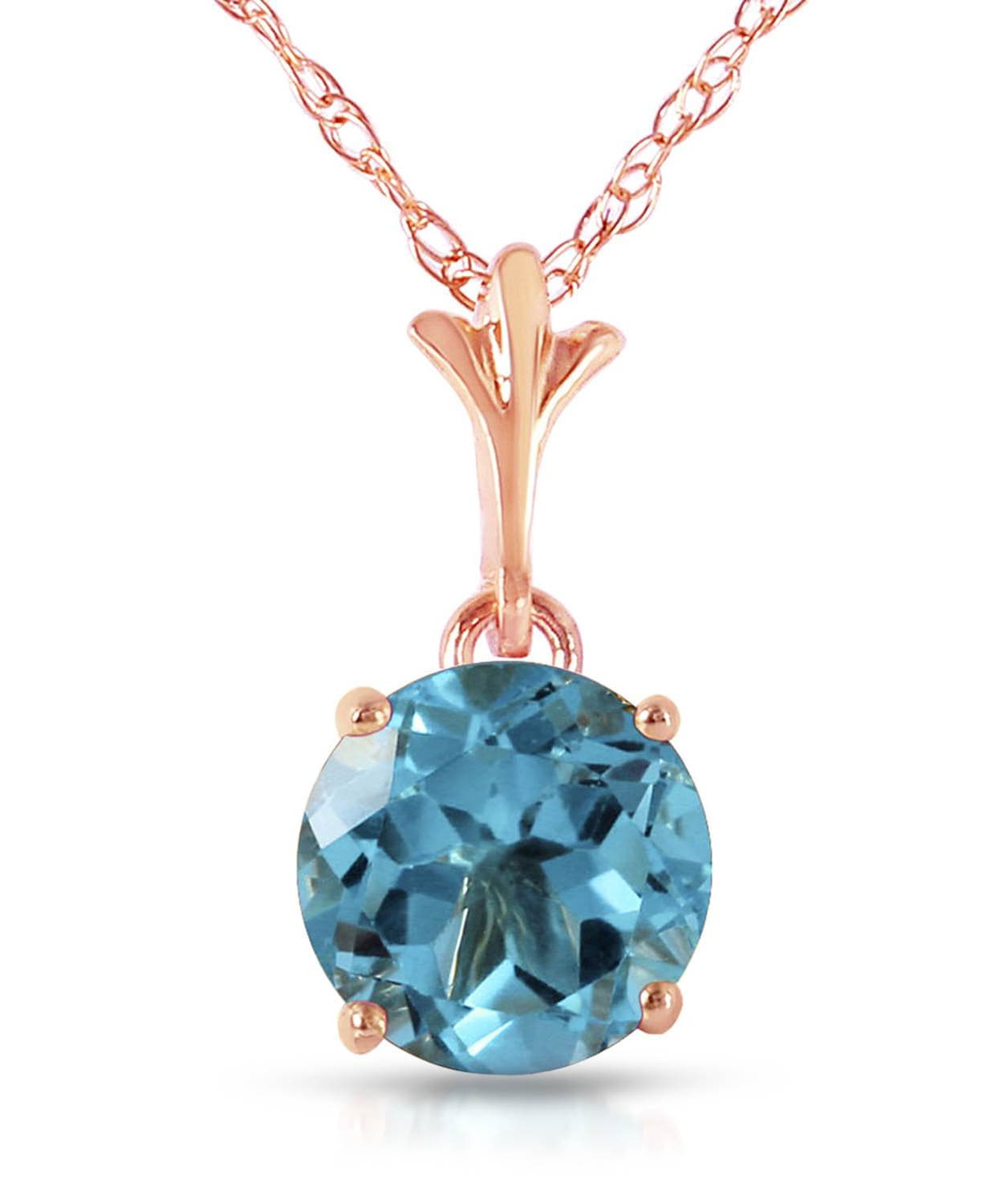 1.18 ctw Natural Swiss Blue Topaz 14k Gold Pendant With Chain View 5