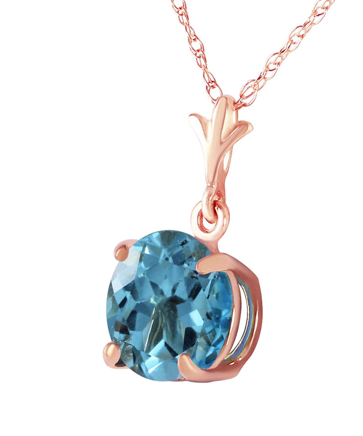 1.18 ctw Natural Swiss Blue Topaz 14k Gold Pendant With Chain View 6