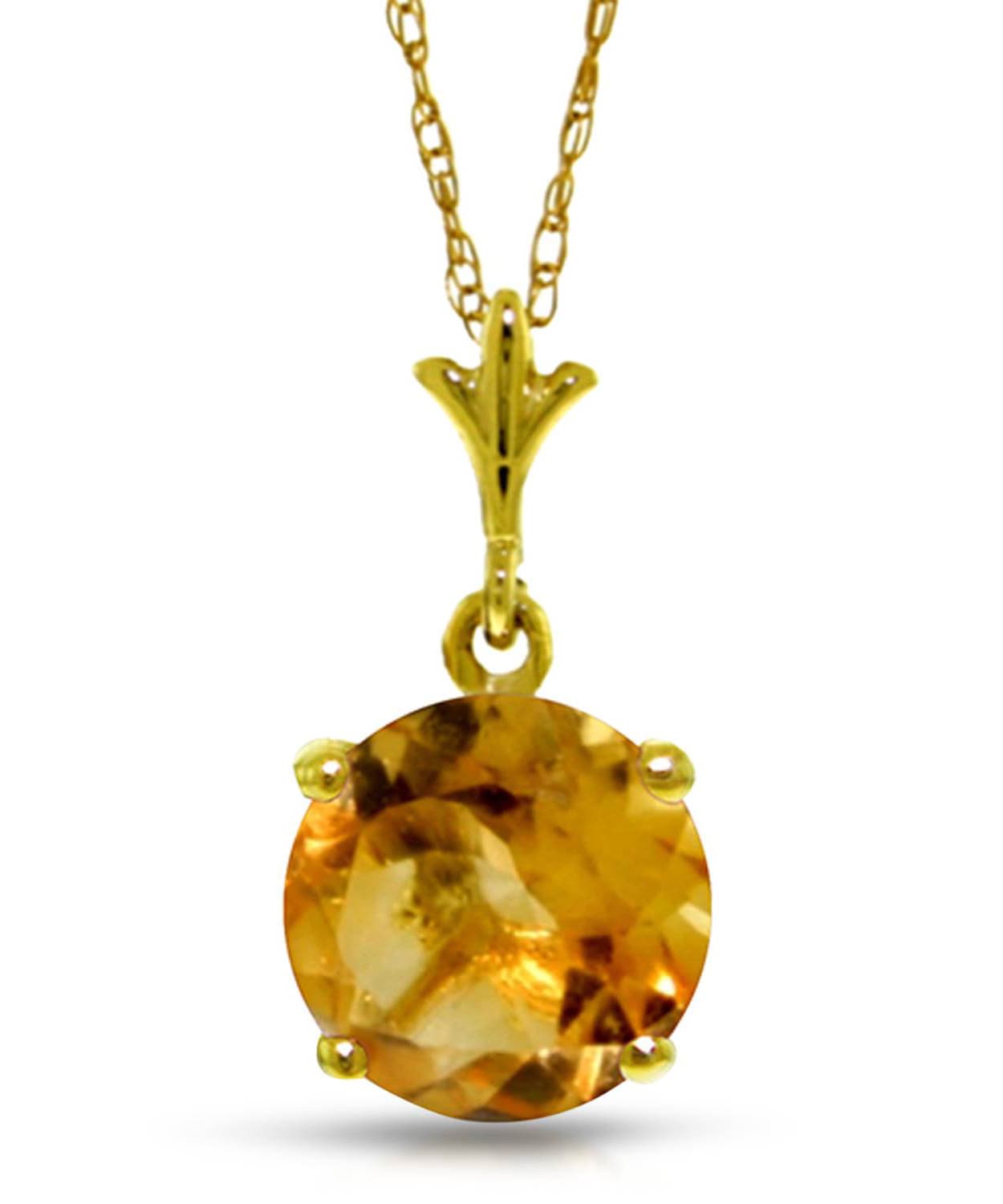 1.18 ctw Natural Honey Citrine 14k Gold Pendant With Chain View 1
