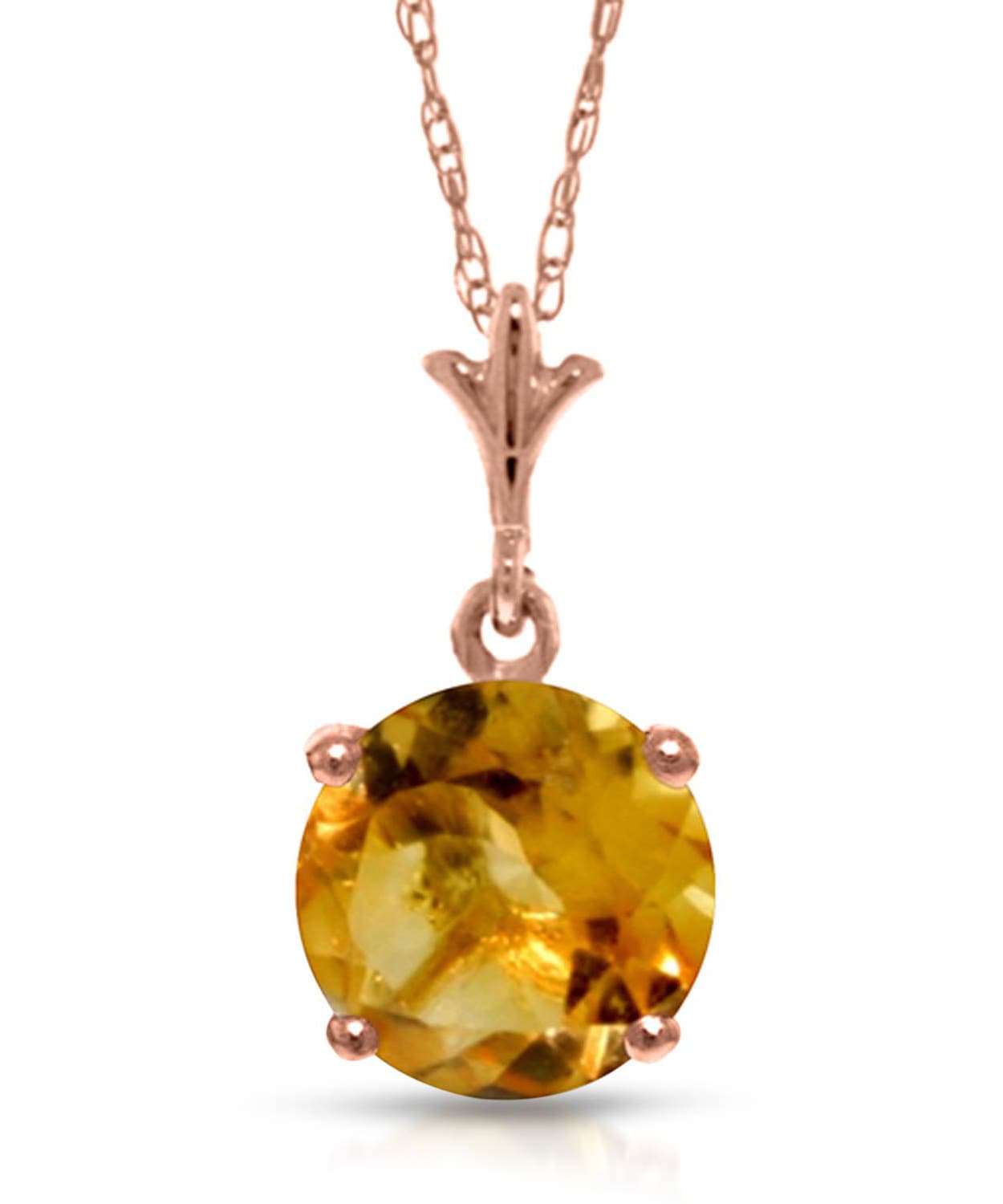 1.18 ctw Natural Honey Citrine 14k Gold Pendant With Chain View 3
