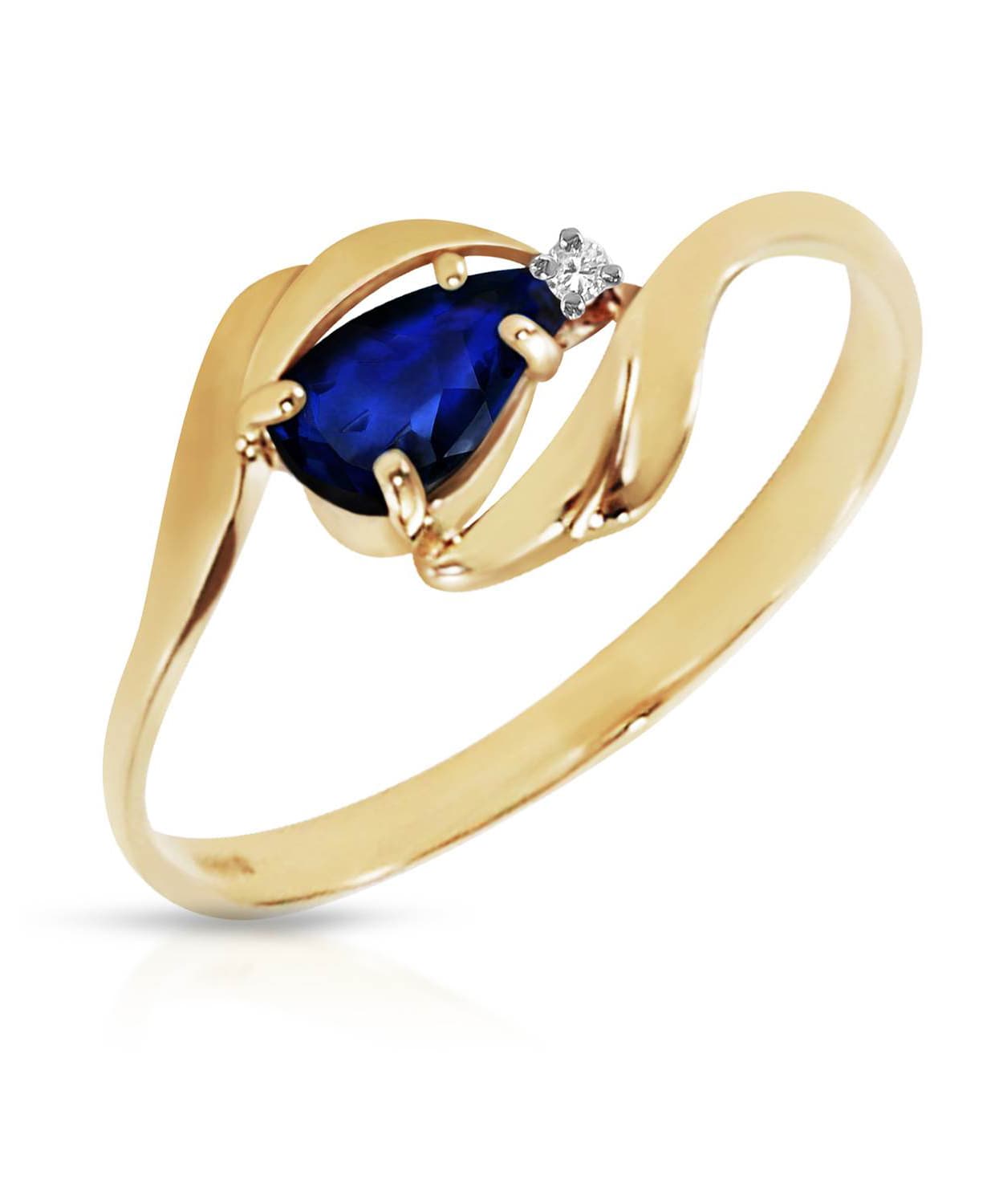 0.51 ctw Natural Midnight Blue Sapphire and Diamond 14k Gold Right Hand Ring View 1