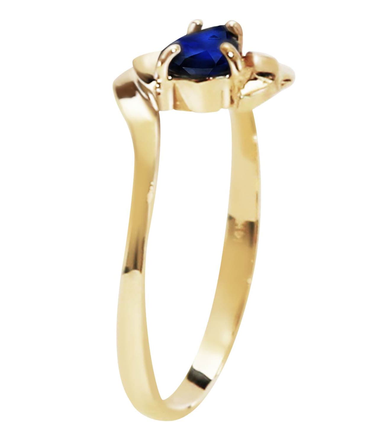 0.51 ctw Natural Midnight Blue Sapphire and Diamond 14k Gold Right Hand Ring View 2