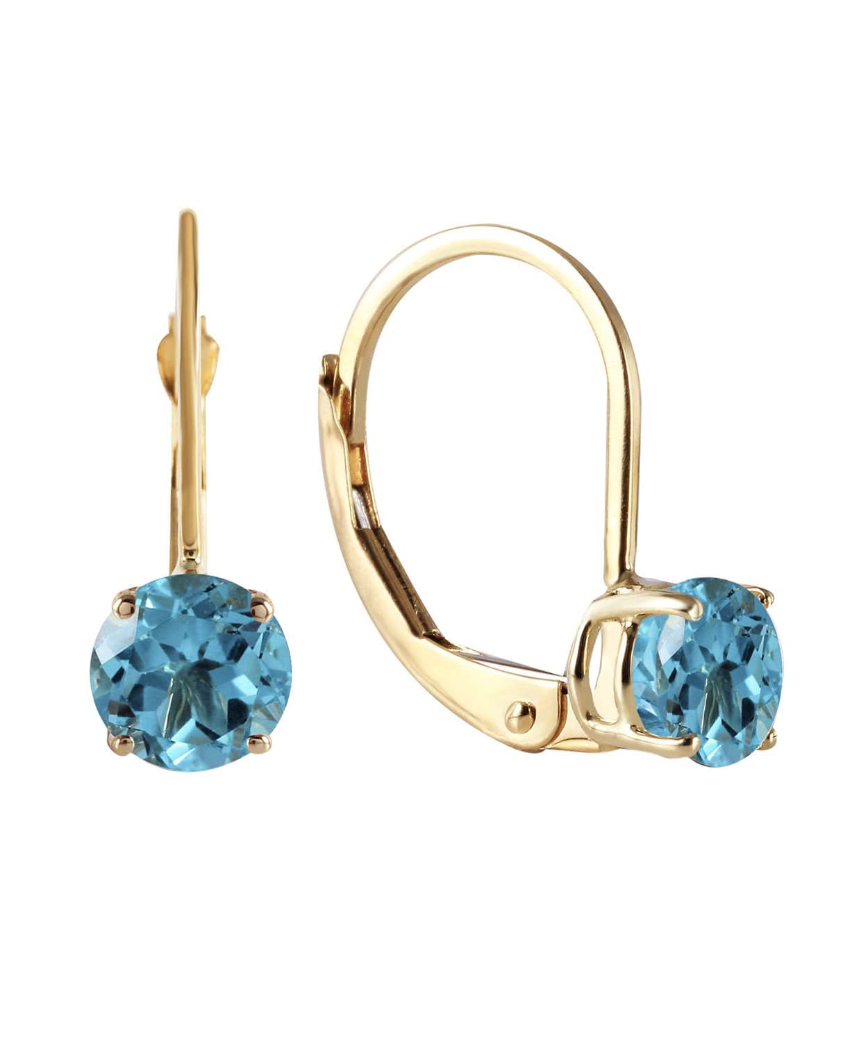 1.23 ctw Natural Swiss Blue Topaz 14k Gold Earrings View 1