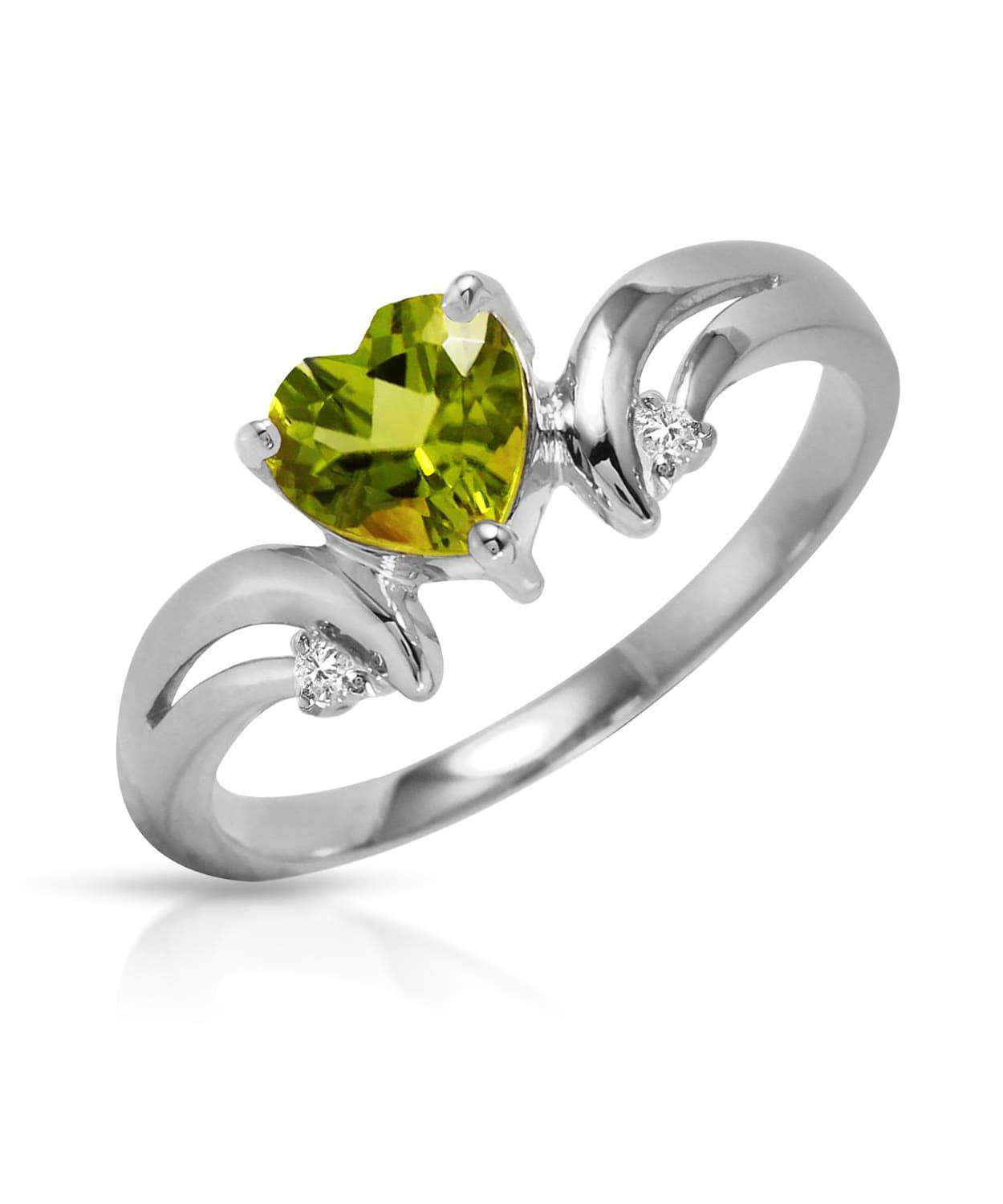 1.29 ctw Natural Lime Peridot and Diamond 14k Gold Heart Ring View 3