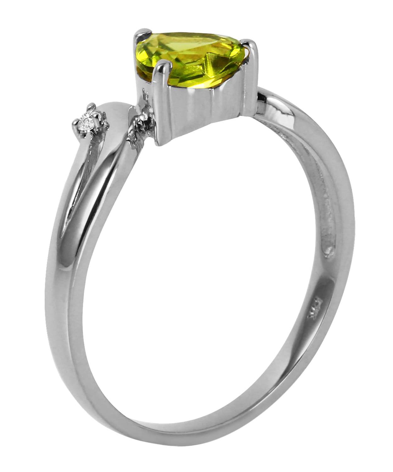 1.29 ctw Natural Lime Peridot and Diamond 14k Gold Heart Ring View 4