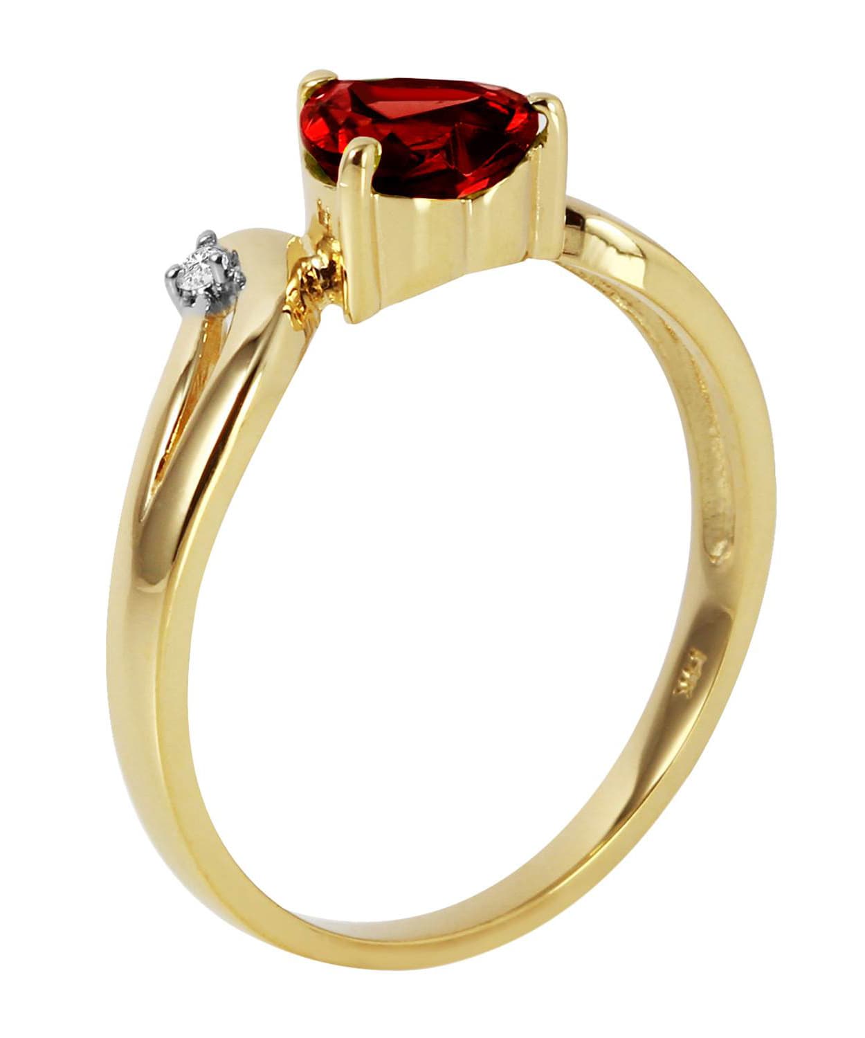 1.29 ctw Natural Spicy Red Garnet and Diamond 14k Gold Heart Ring View 2