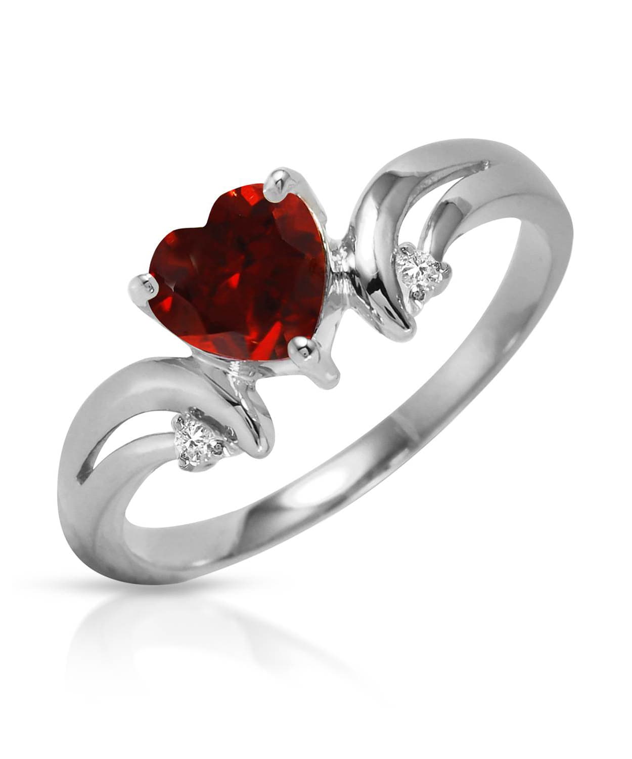 1.29 ctw Natural Spicy Red Garnet and Diamond 14k Gold Heart Ring View 3