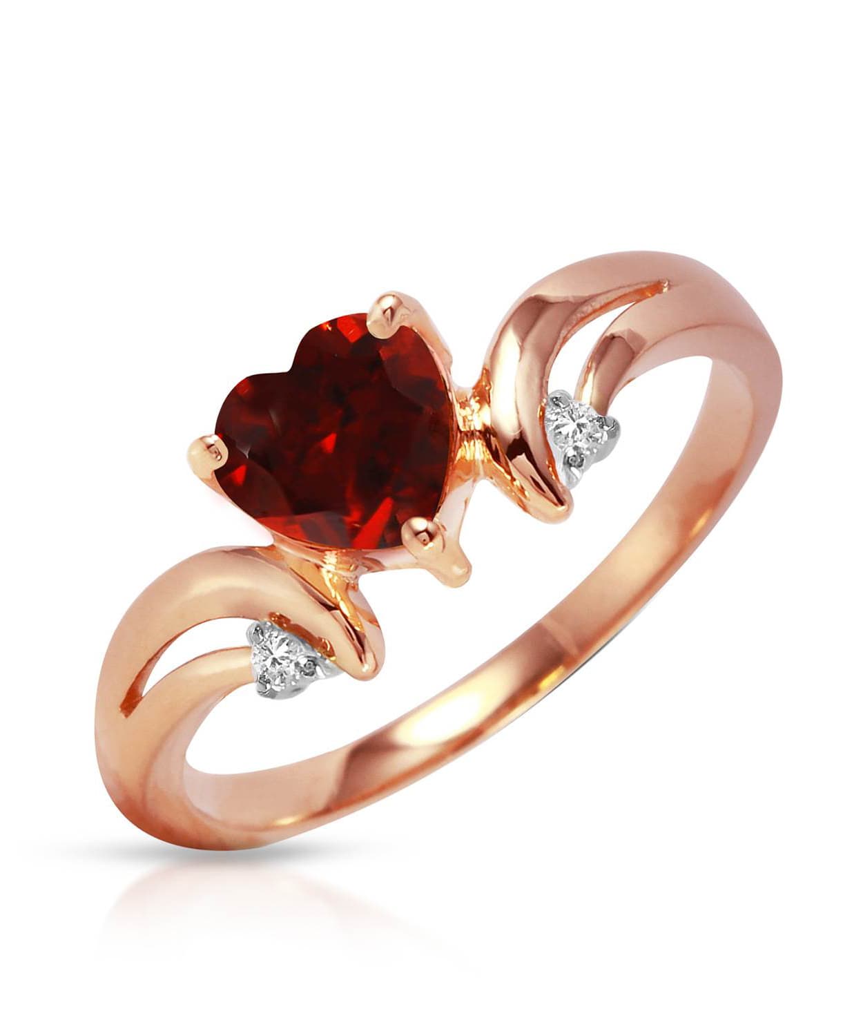 1.29 ctw Natural Spicy Red Garnet and Diamond 14k Gold Heart Ring View 5