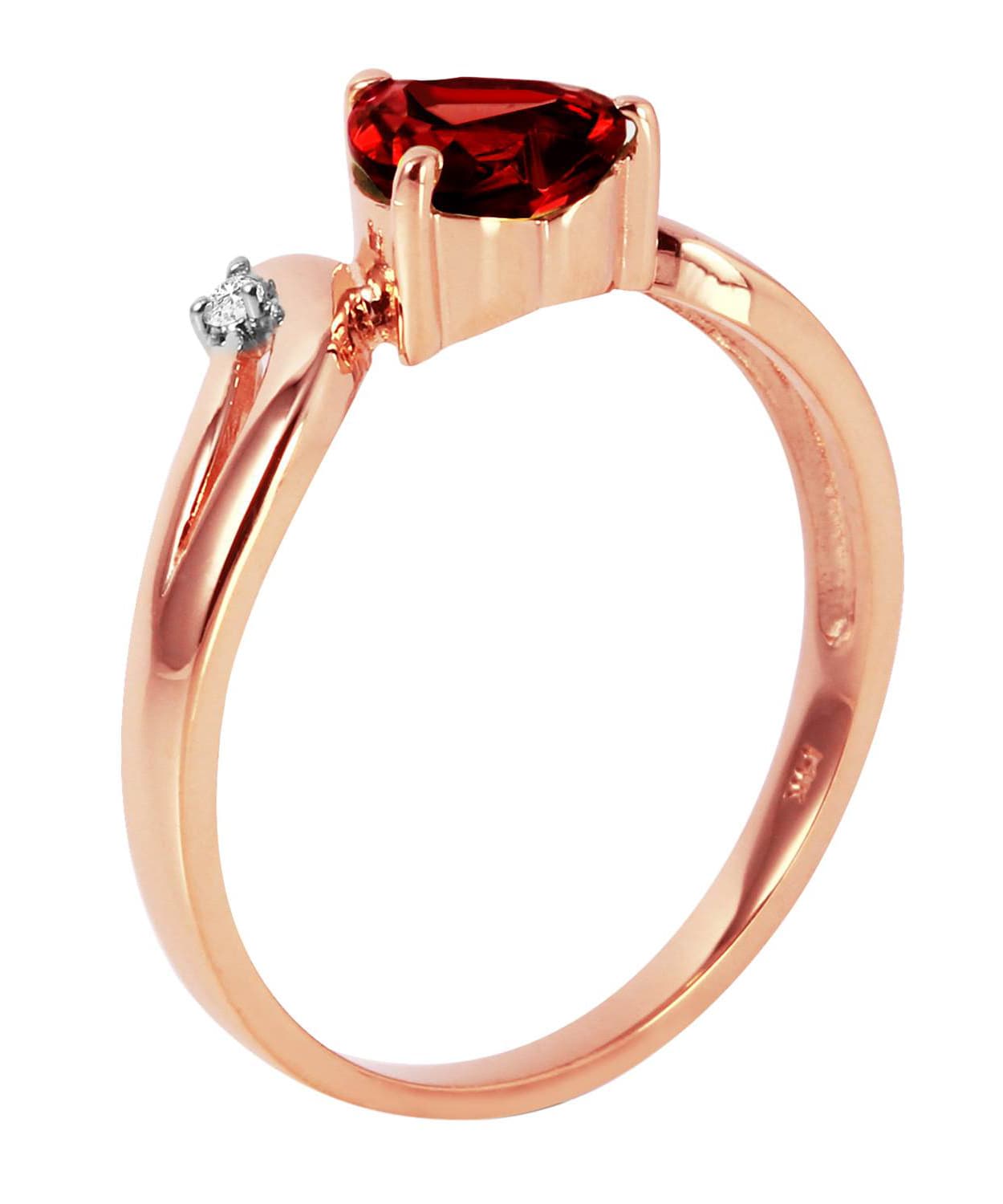 1.29 ctw Natural Spicy Red Garnet and Diamond 14k Gold Heart Ring View 6