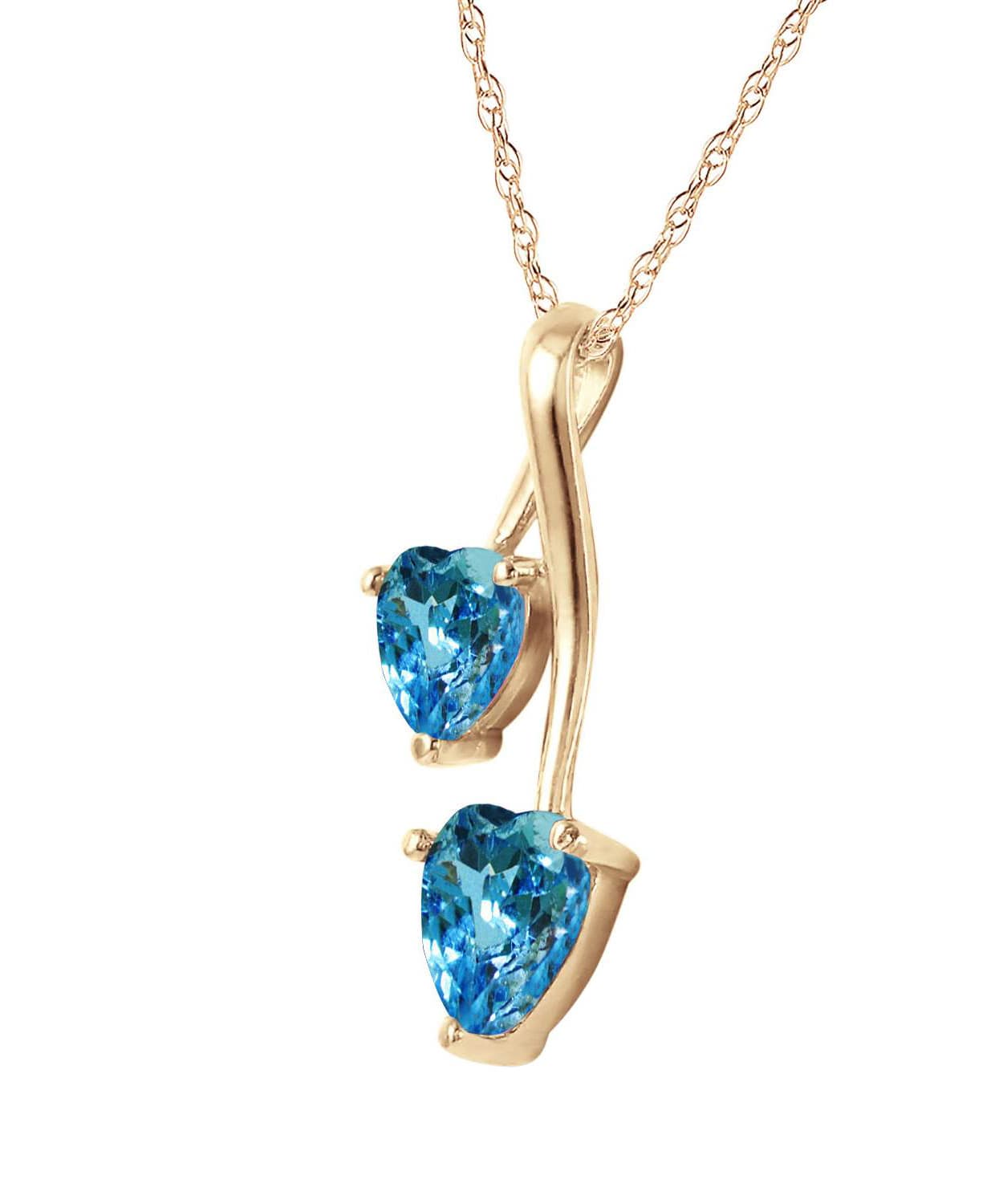 1.43 ctw Natural Swiss Blue Topaz 14k Gold Double Heart Pendant With Chain View 2