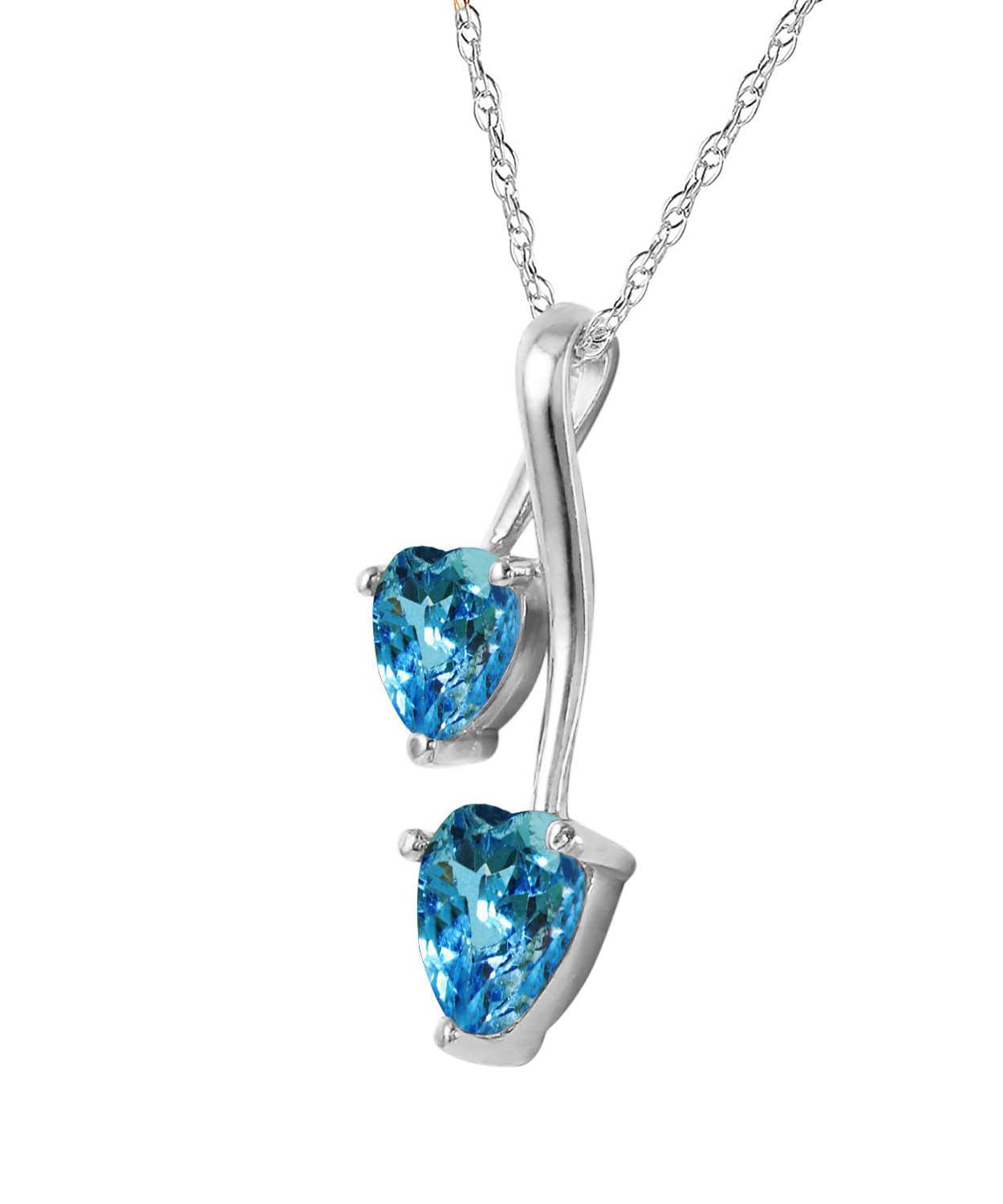 1.43 ctw Natural Swiss Blue Topaz 14k Gold Double Heart Pendant With Chain View 4