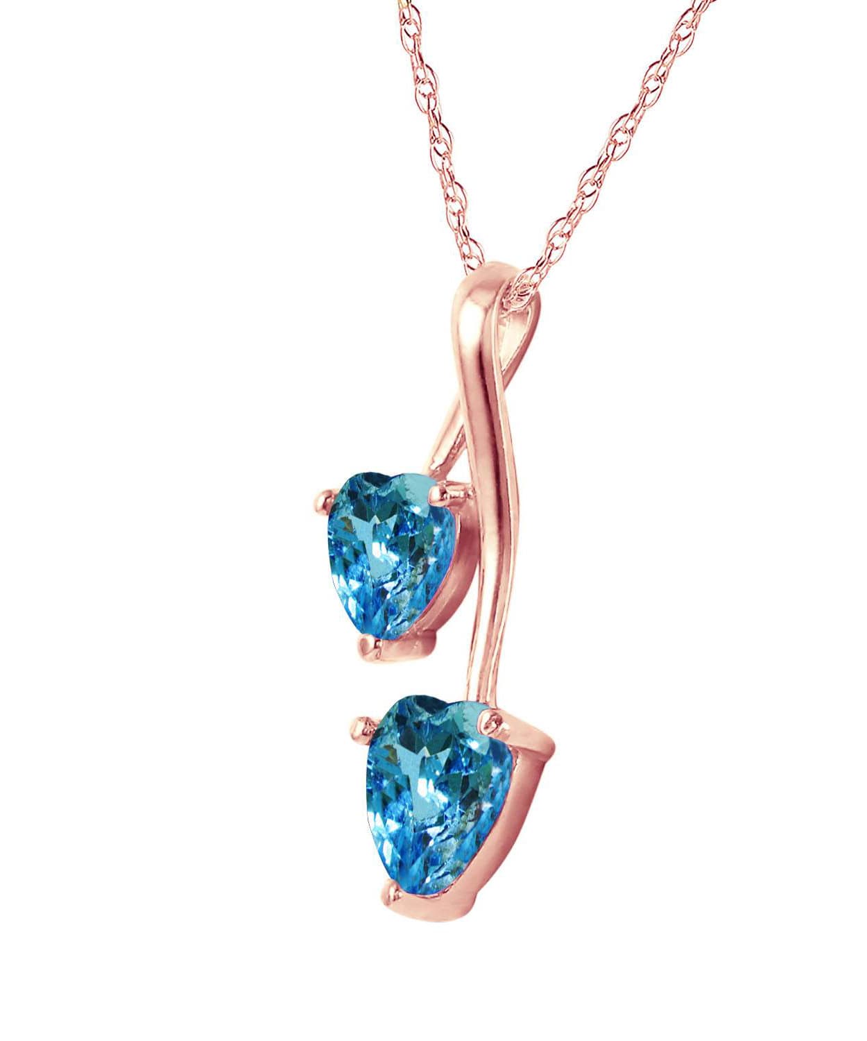 1.43 ctw Natural Swiss Blue Topaz 14k Gold Double Heart Pendant With Chain View 6