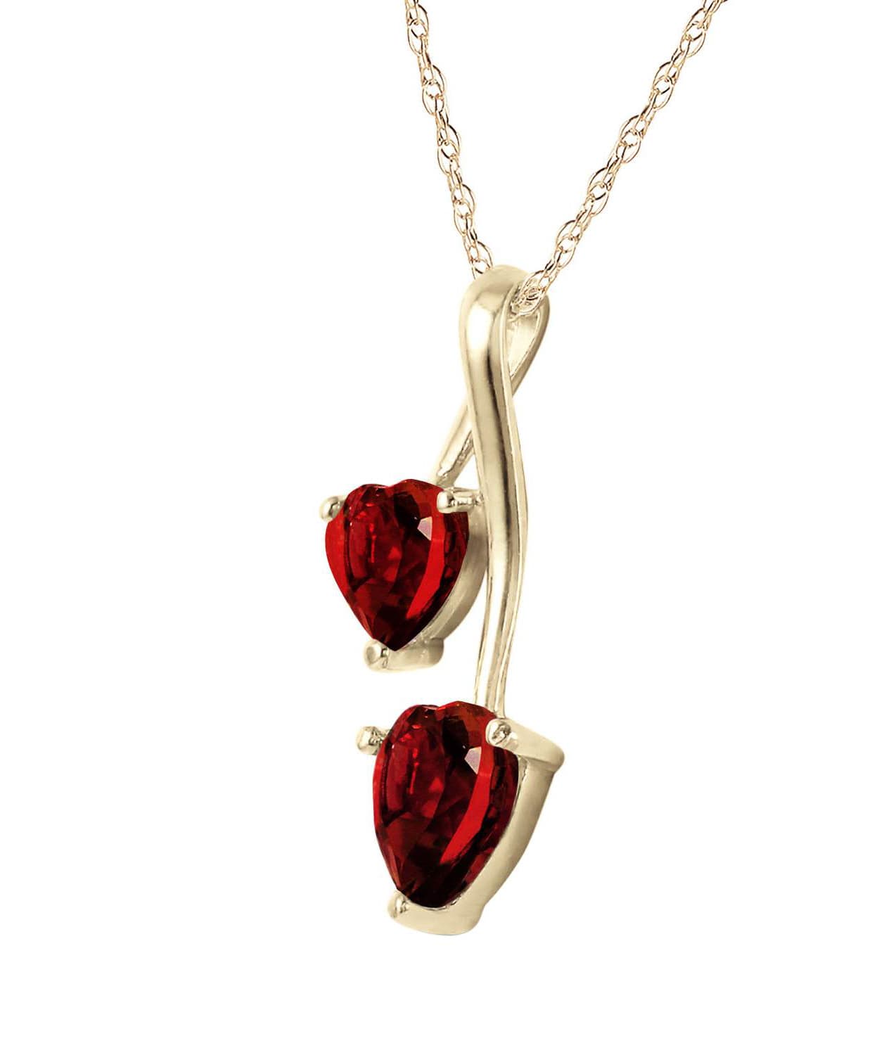 1.43 ctw Natural Pomegranate Garnet 14k Gold Double Heart Pendant With Chain View 2