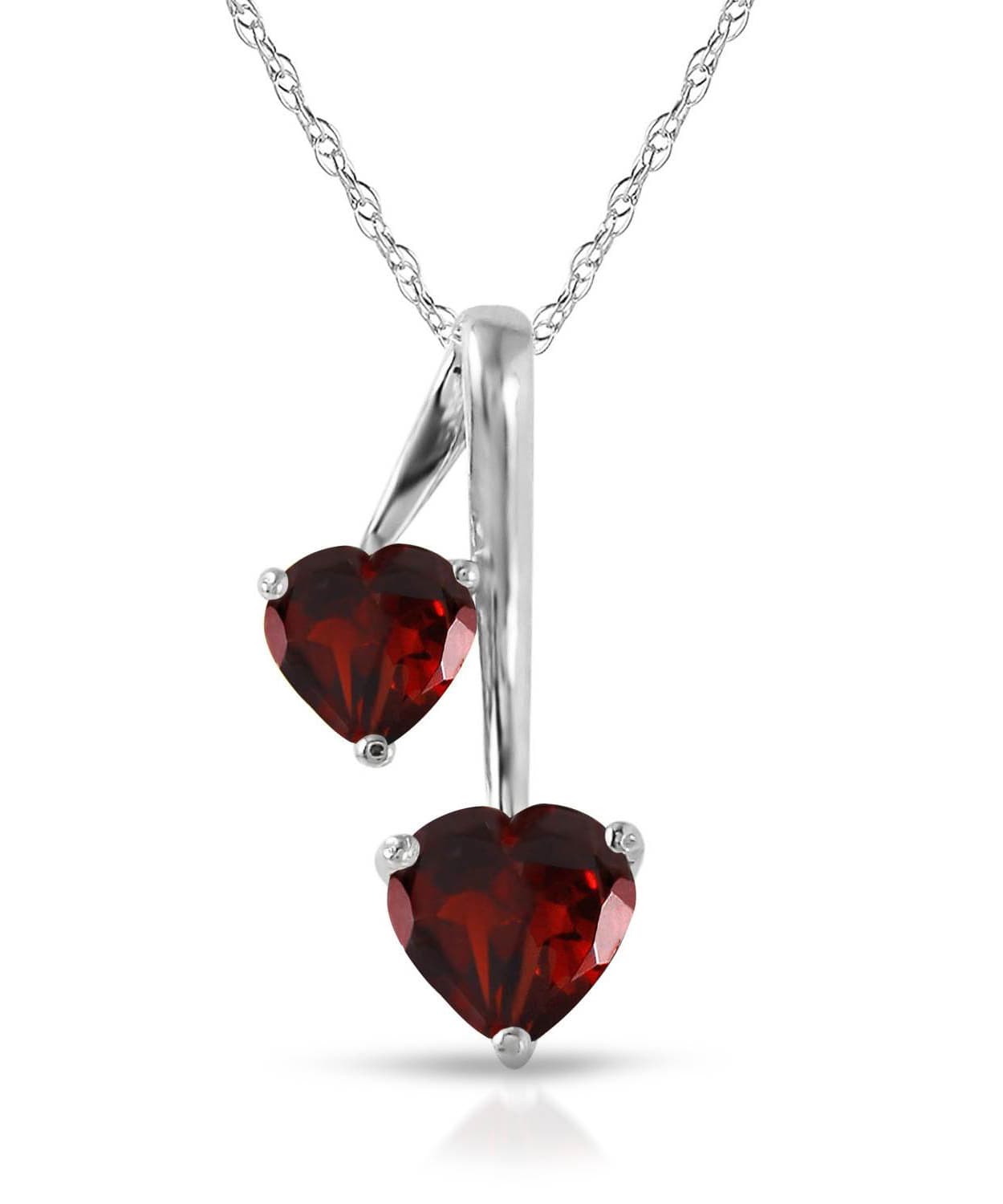 1.43 ctw Natural Pomegranate Garnet 14k Gold Double Heart Pendant With Chain View 3