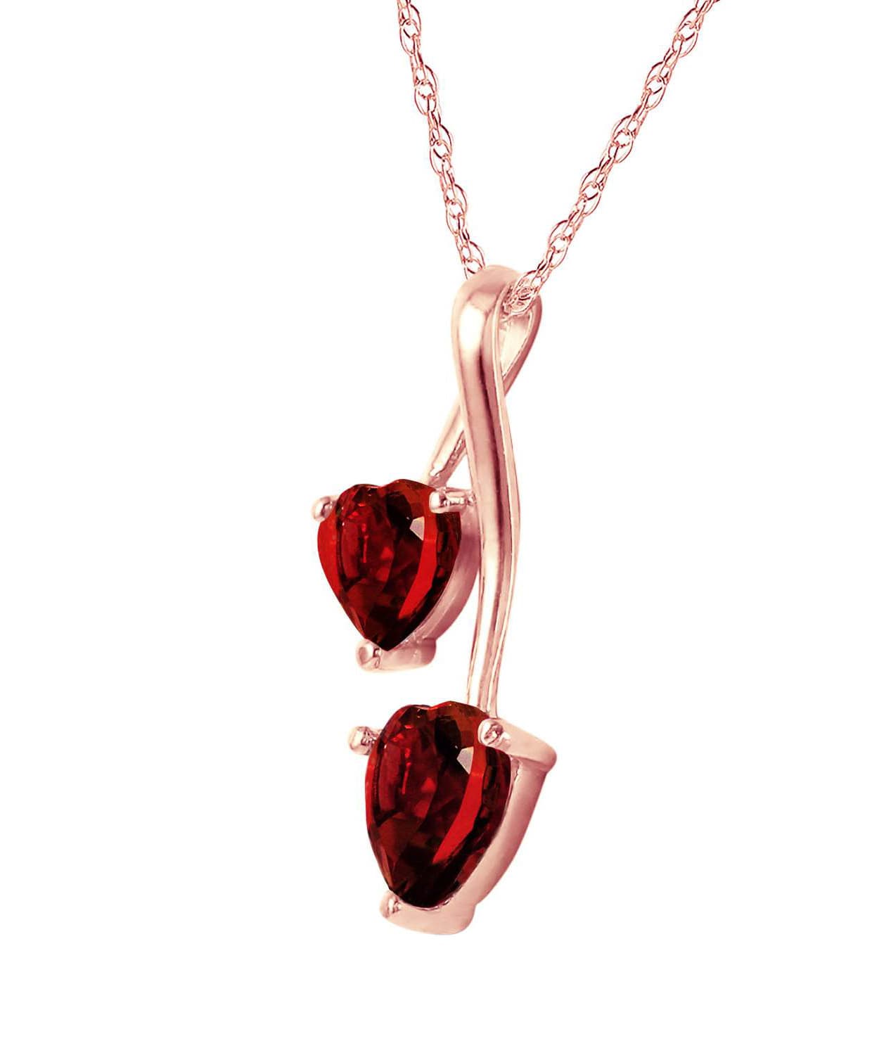 1.43 ctw Natural Pomegranate Garnet 14k Gold Double Heart Pendant With Chain View 6