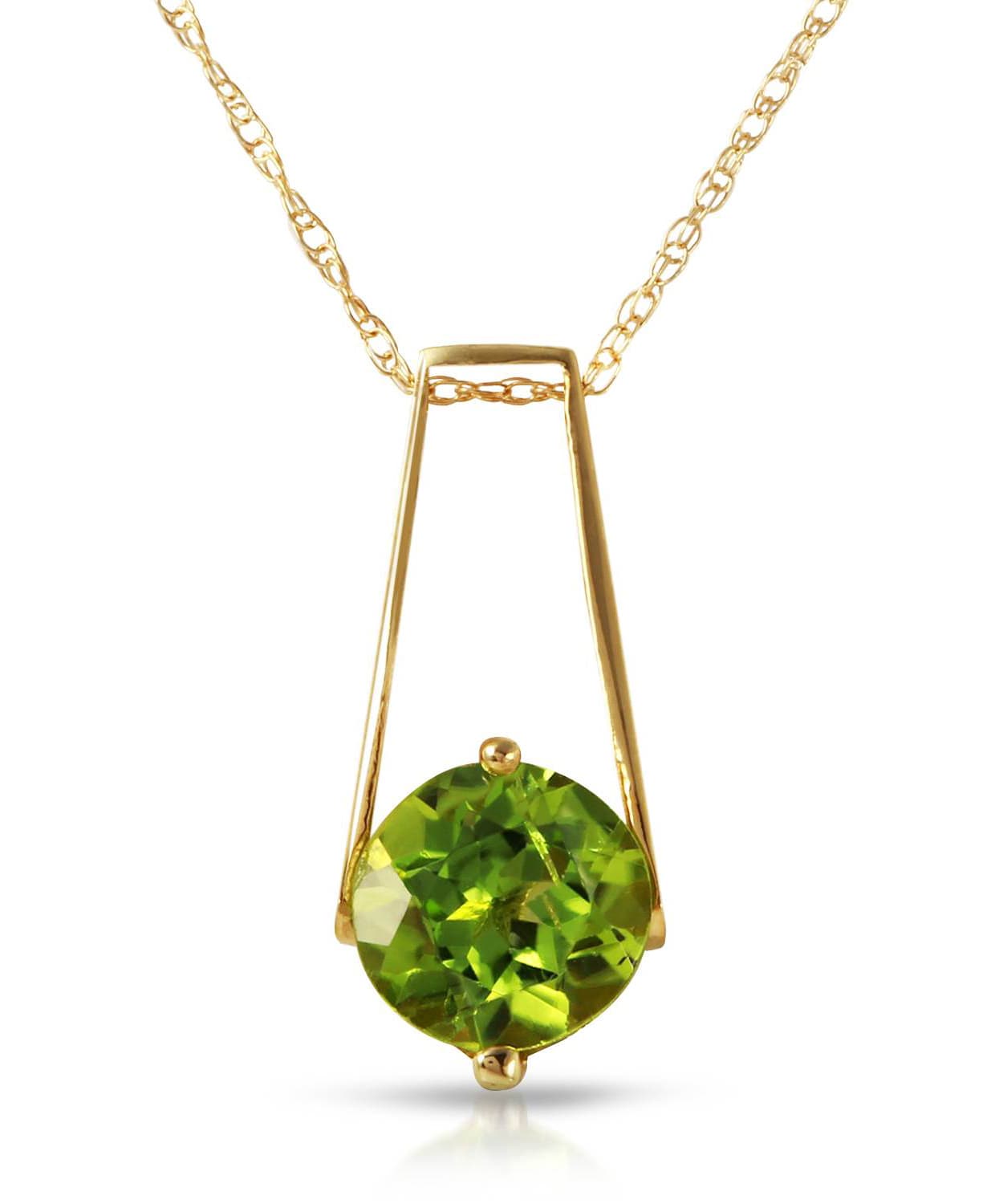 1.48 ctw Natural Lime Peridot 14k Gold Contemporary Pendant With Chain View 1