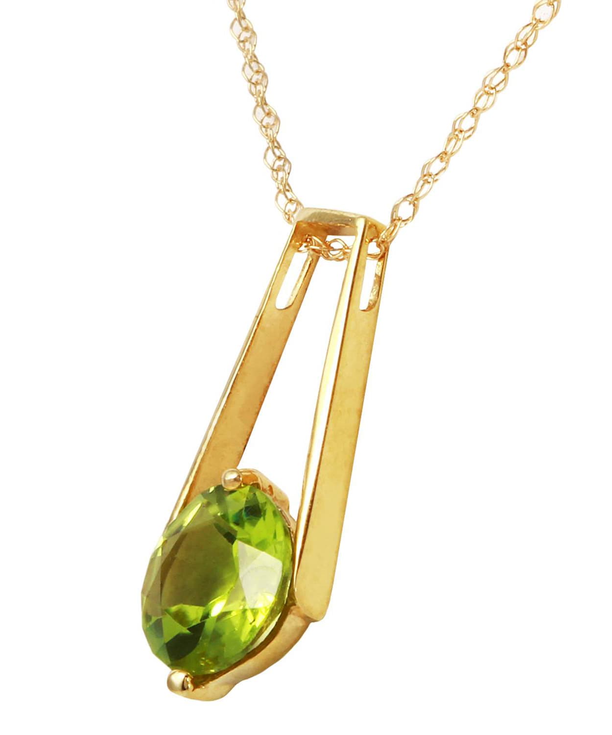 1.48 ctw Natural Lime Peridot 14k Gold Contemporary Pendant With Chain View 2