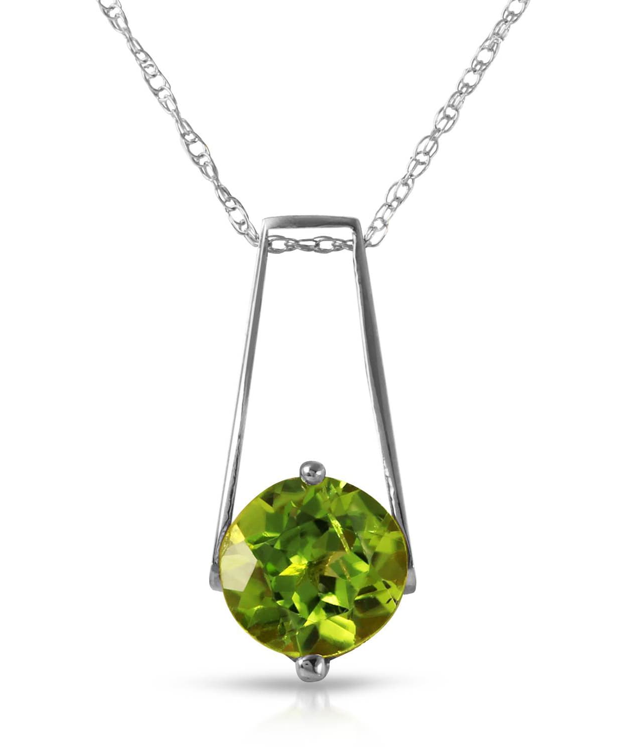 1.48 ctw Natural Lime Peridot 14k Gold Contemporary Pendant With Chain View 3
