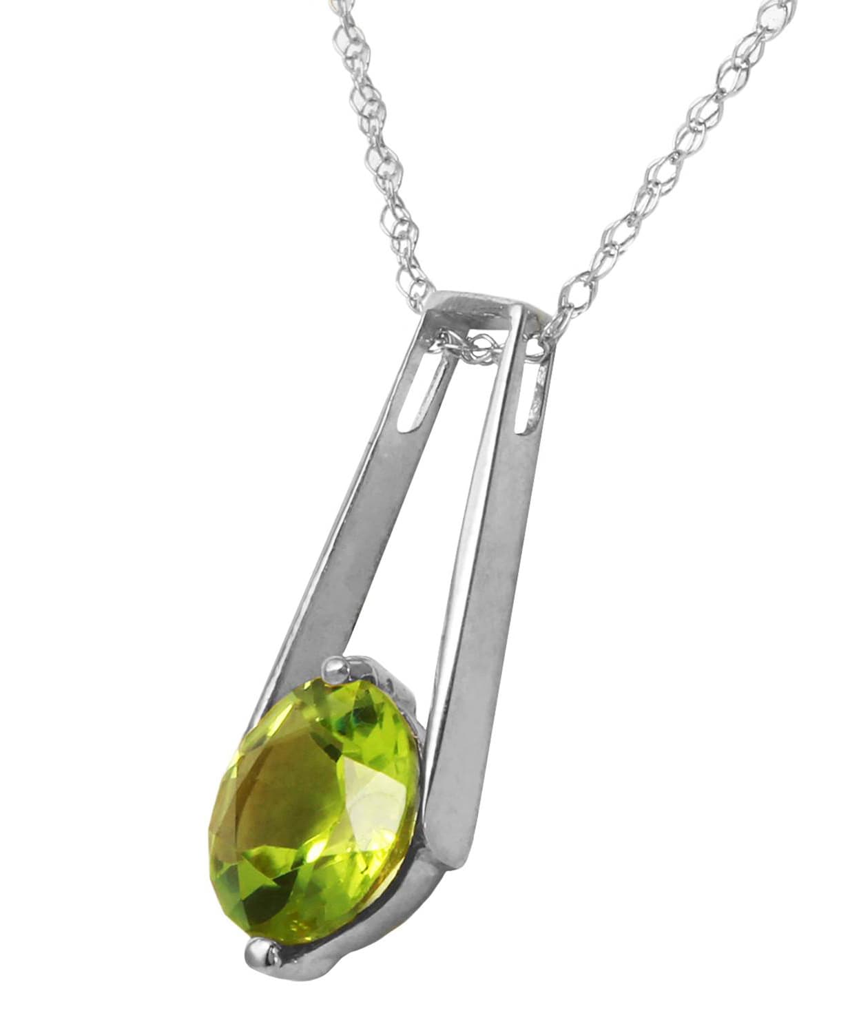 1.48 ctw Natural Lime Peridot 14k Gold Contemporary Pendant With Chain View 4