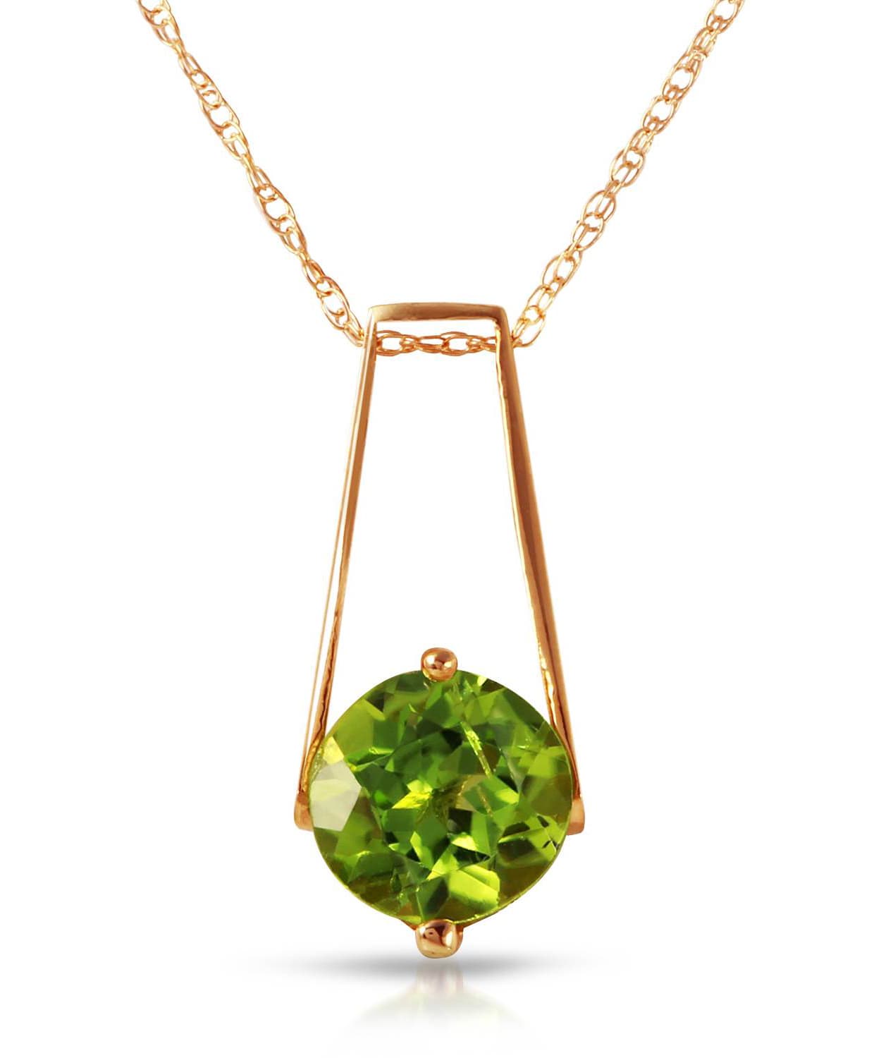 1.48 ctw Natural Lime Peridot 14k Gold Contemporary Pendant With Chain View 5