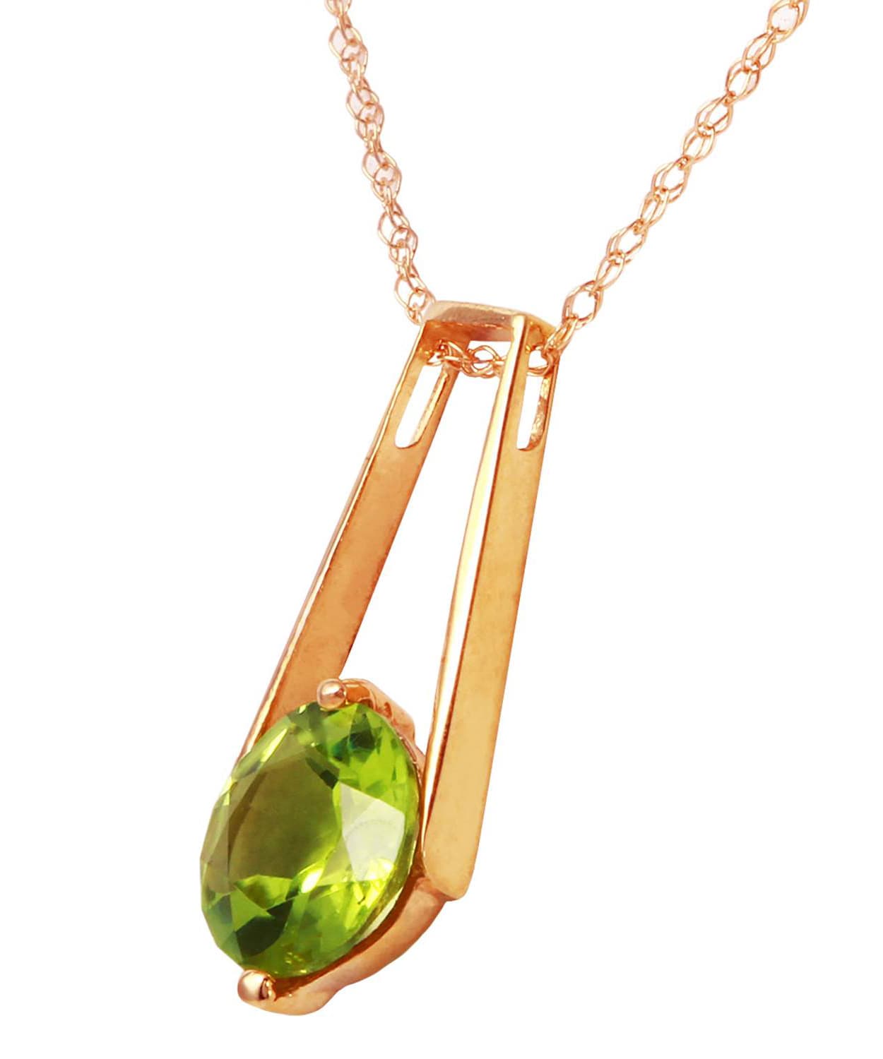 1.48 ctw Natural Lime Peridot 14k Gold Contemporary Pendant With Chain View 6