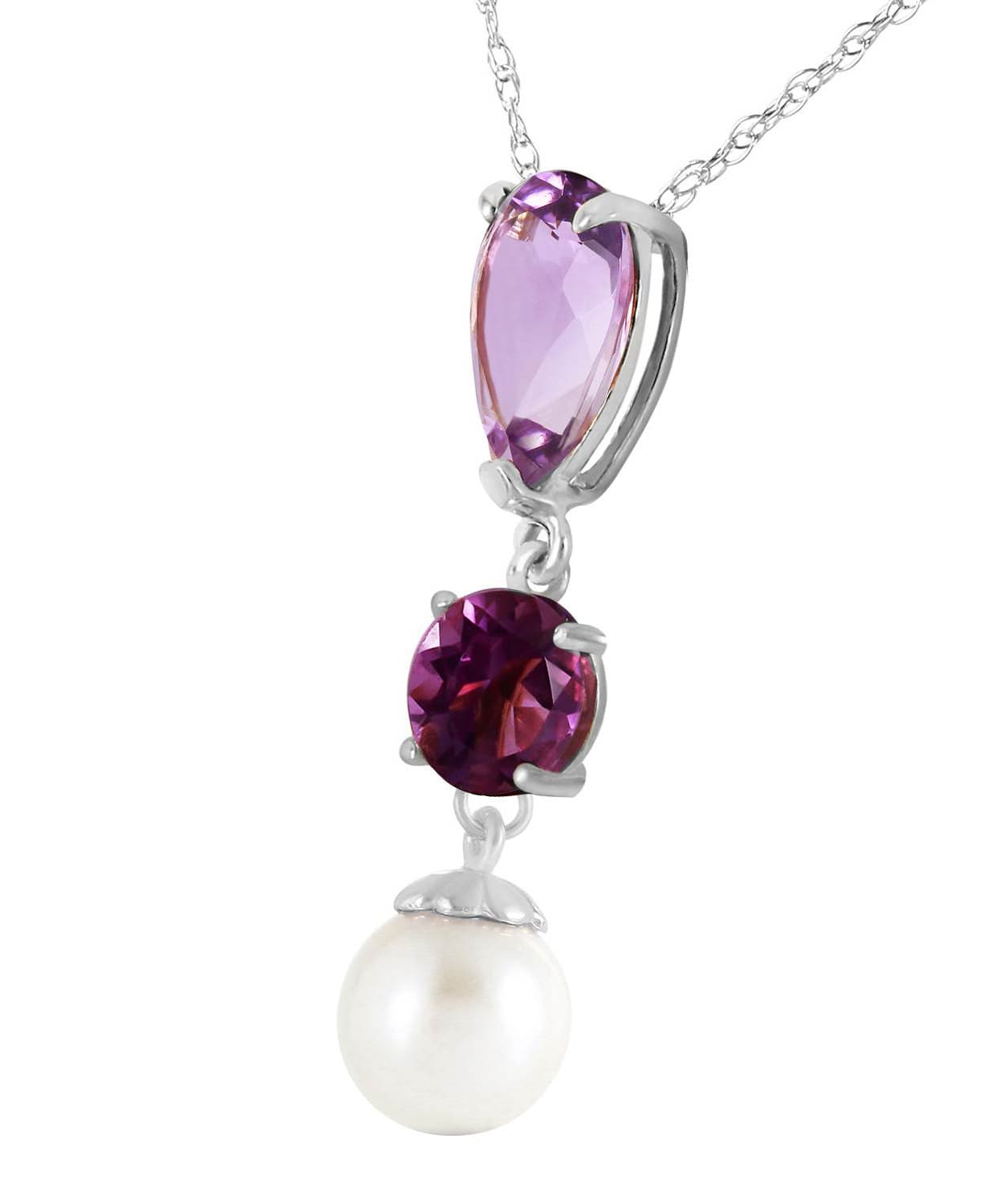 2.50 ctw Natural Freshwater Pearl and Amethyst 14k Gold Dangle Pendant With Chain View 4