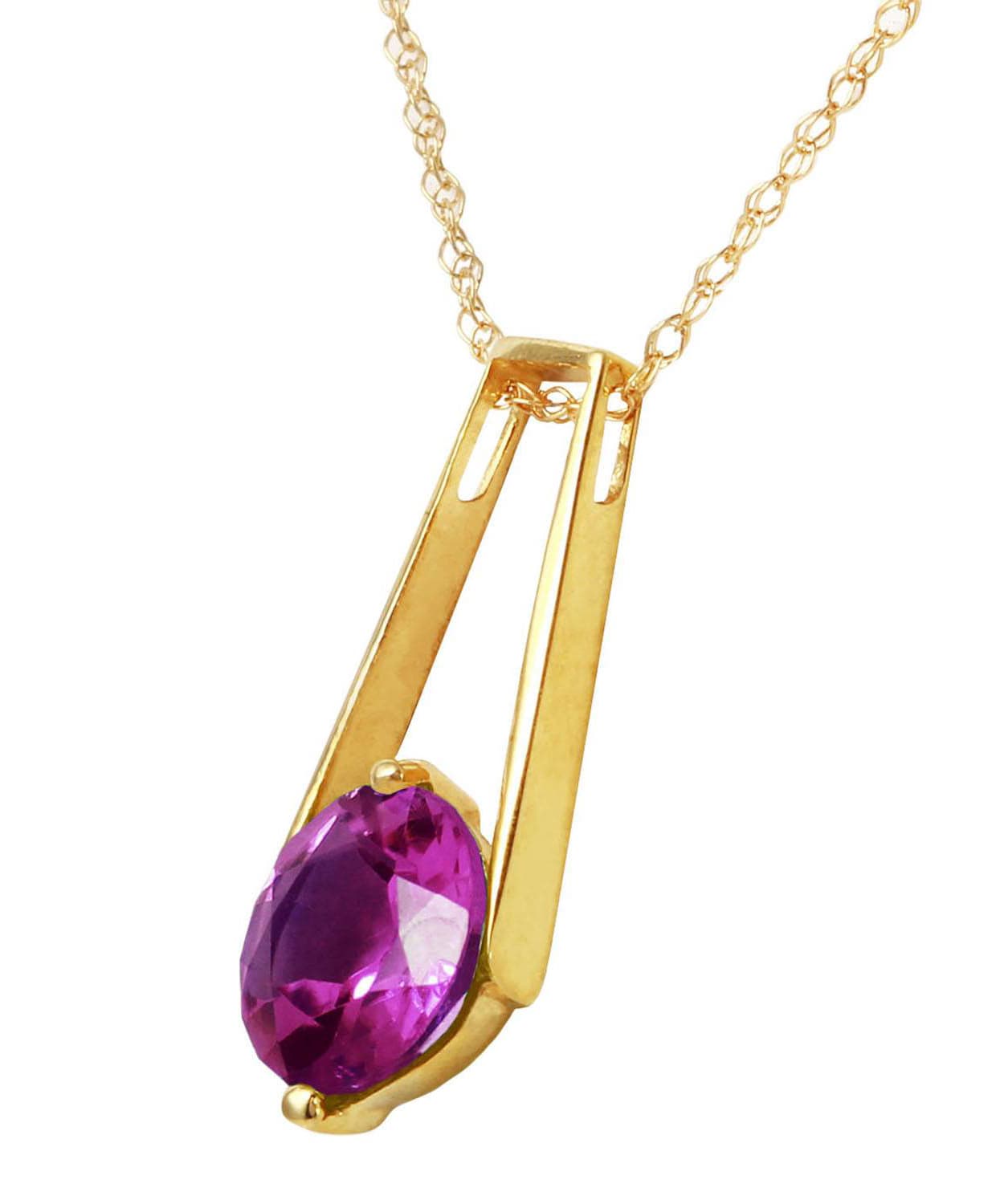 1.48 ctw Natural Amethyst 14k Gold Contemporary Pendant With Chain View 2