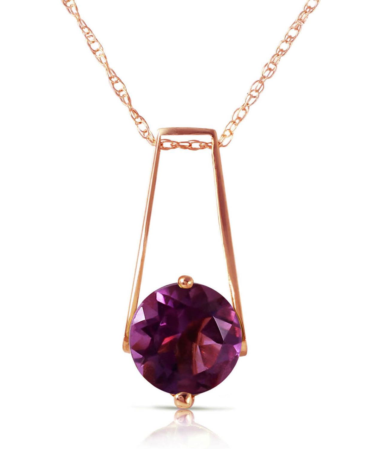 1.48 ctw Natural Amethyst 14k Gold Contemporary Pendant With Chain View 5