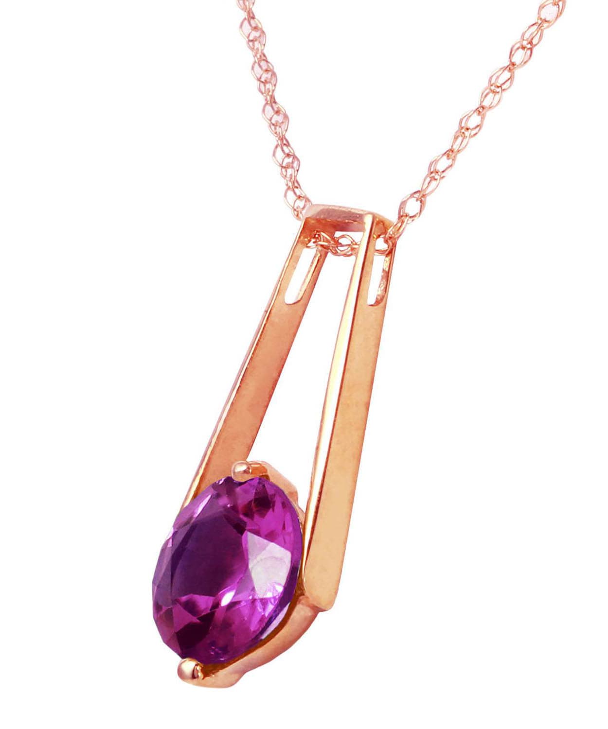 1.48 ctw Natural Amethyst 14k Gold Contemporary Pendant With Chain View 6