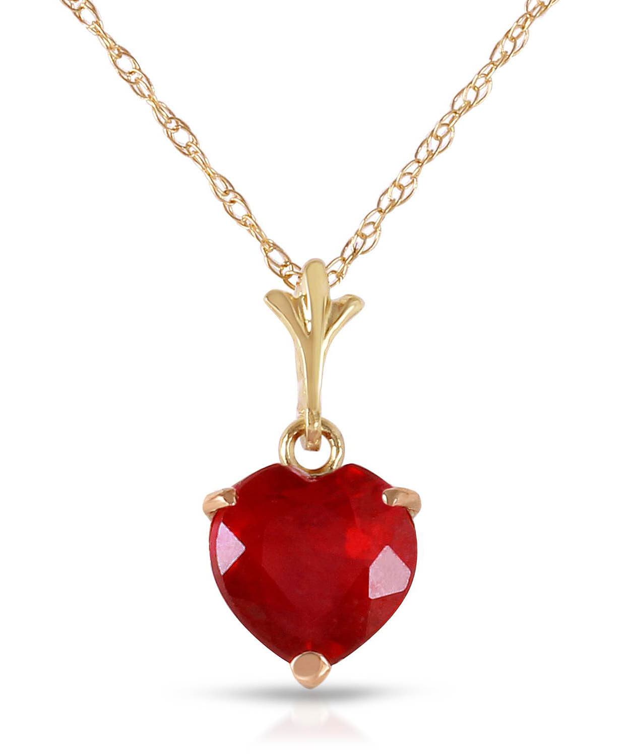1.48 ctw Natural Raspberry Ruby 14k Gold Heart Pendant With Chain View 1