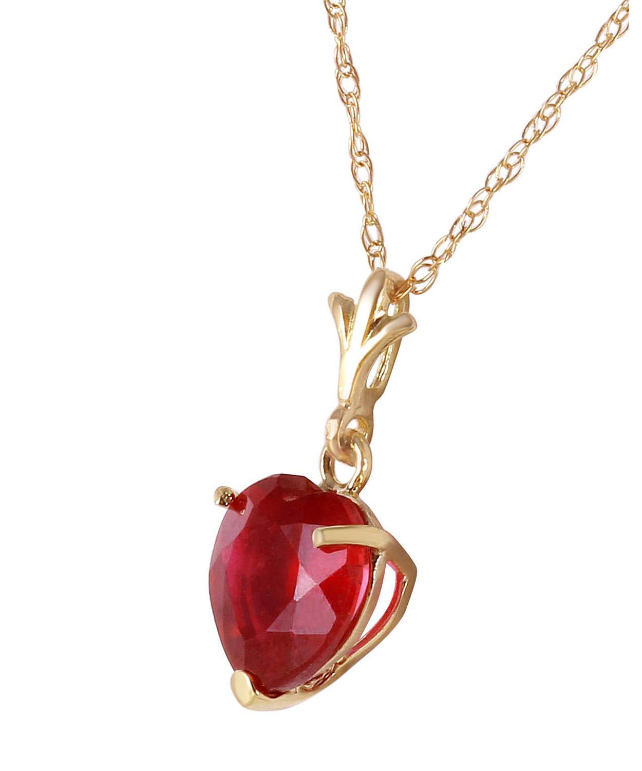 1.48 ctw Natural Raspberry Ruby 14k Gold Heart Pendant With Chain View 2