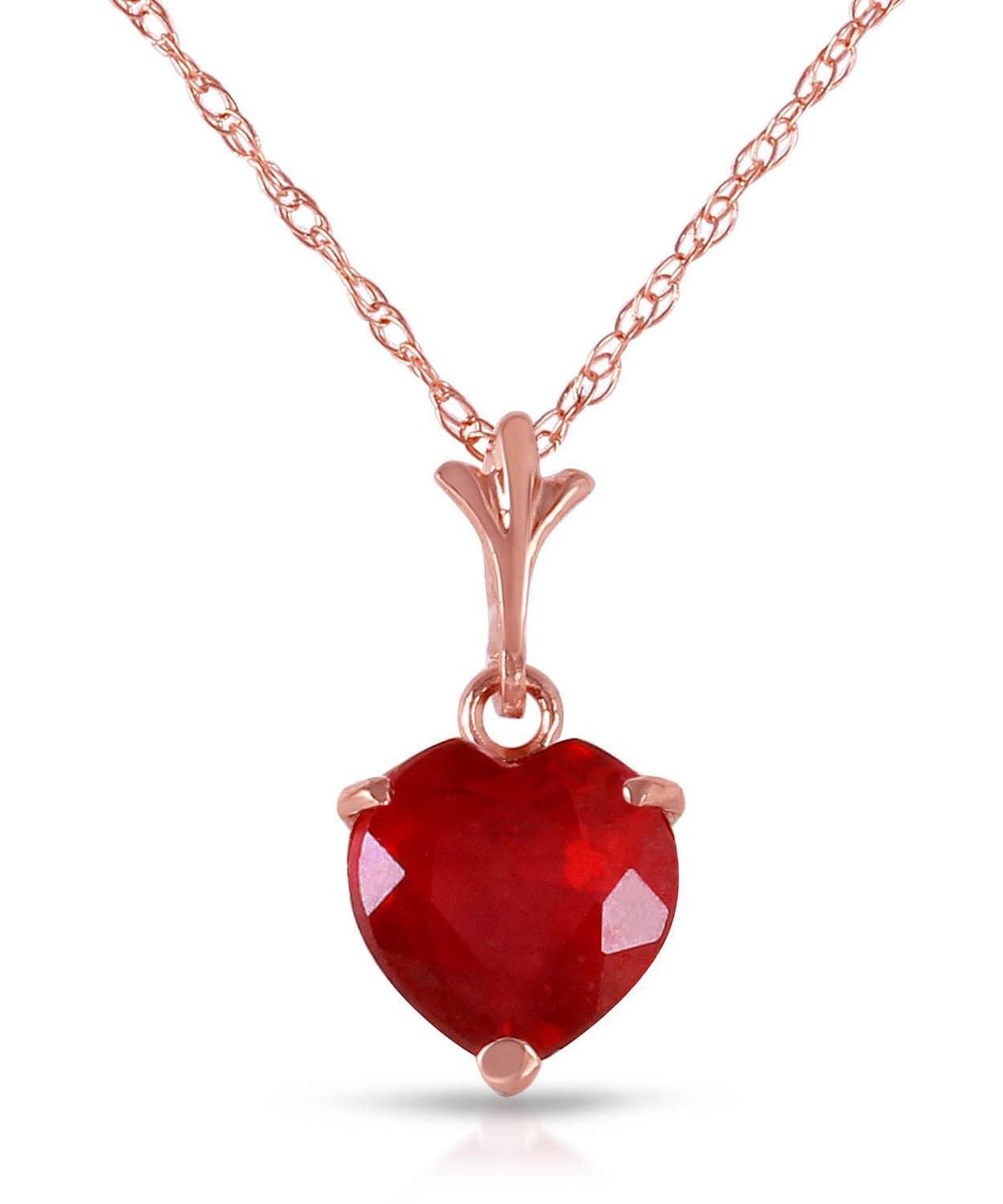 1.48 ctw Natural Raspberry Ruby 14k Gold Heart Pendant With Chain View 5