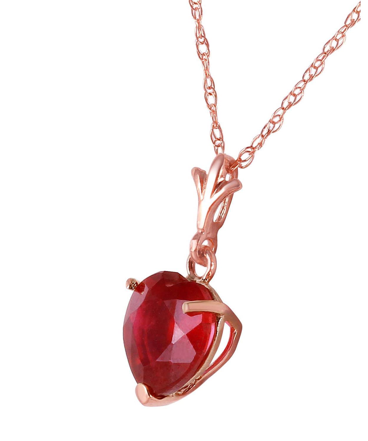 1.48 ctw Natural Raspberry Ruby 14k Gold Heart Pendant With Chain View 6