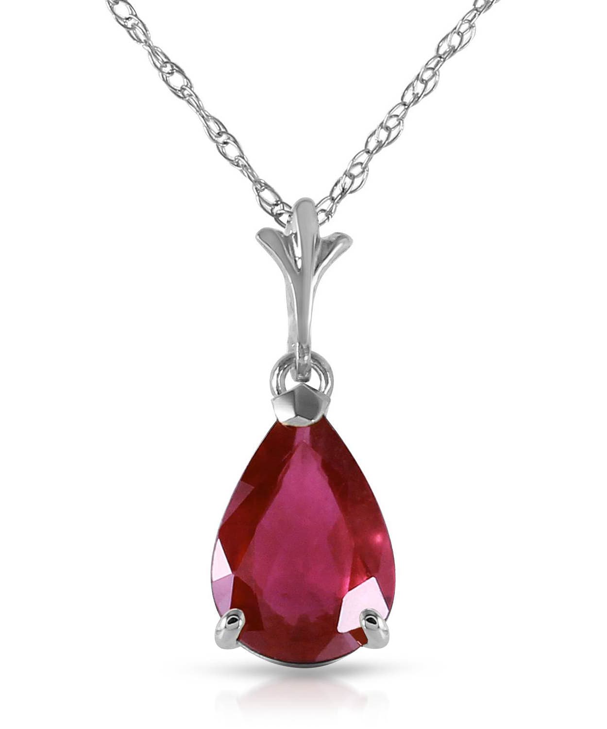 1.78 ctw Natural Raspberry Ruby 14k Gold Teardrop Pendant With Chain View 3