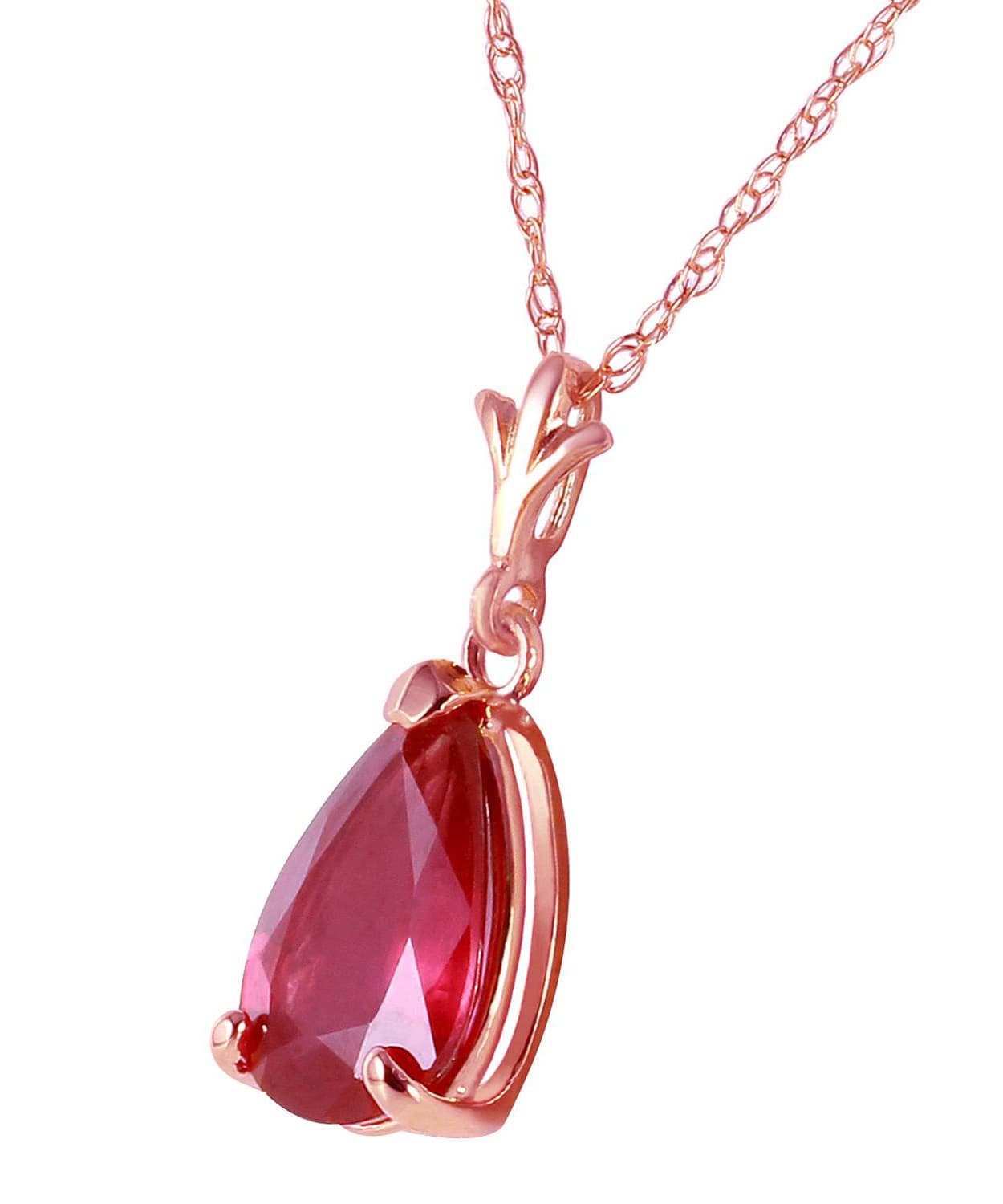 1.78 ctw Natural Raspberry Ruby 14k Gold Teardrop Pendant With Chain View 6