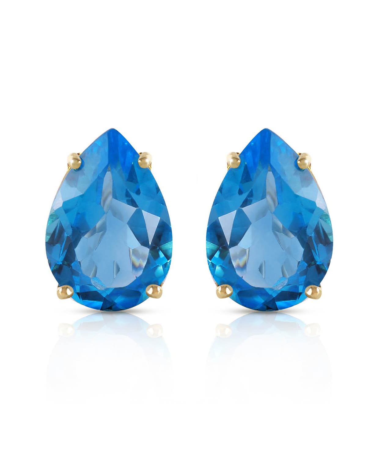 11.80 ctw Natural Swiss Blue Topaz 14k Gold Teardrop Stud Earrings View 1