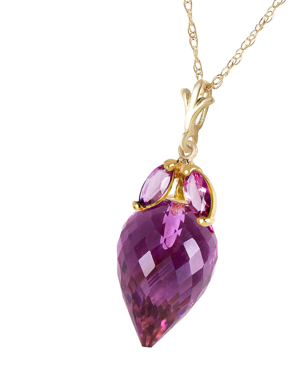 10.03 ctw Natural Amethyst 14k Gold Dangle Pendant With Chain View 2
