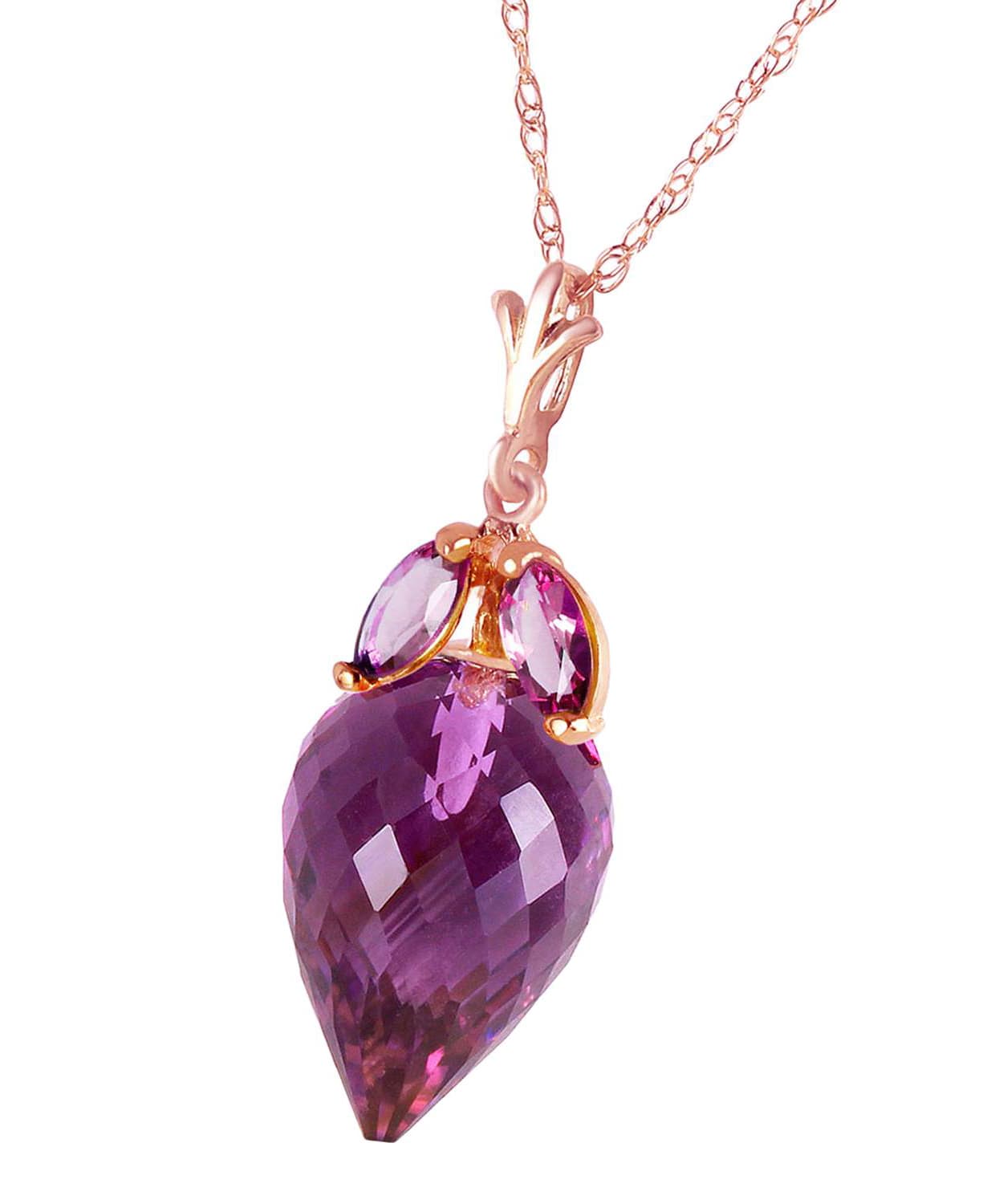 10.03 ctw Natural Amethyst 14k Gold Dangle Pendant With Chain View 6
