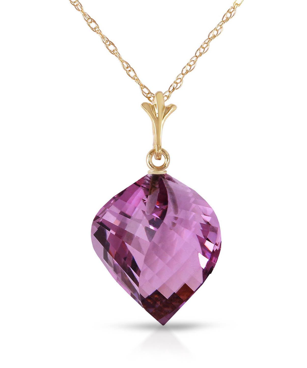 10.78 ctw Natural Amethyst 14k Gold Contemporary Pendant With Chain View 1