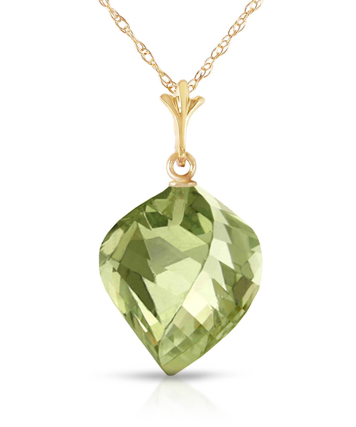10.78 ctw Natural Green Amethyst 14k Gold Contemporary Pendant With Chain View 1