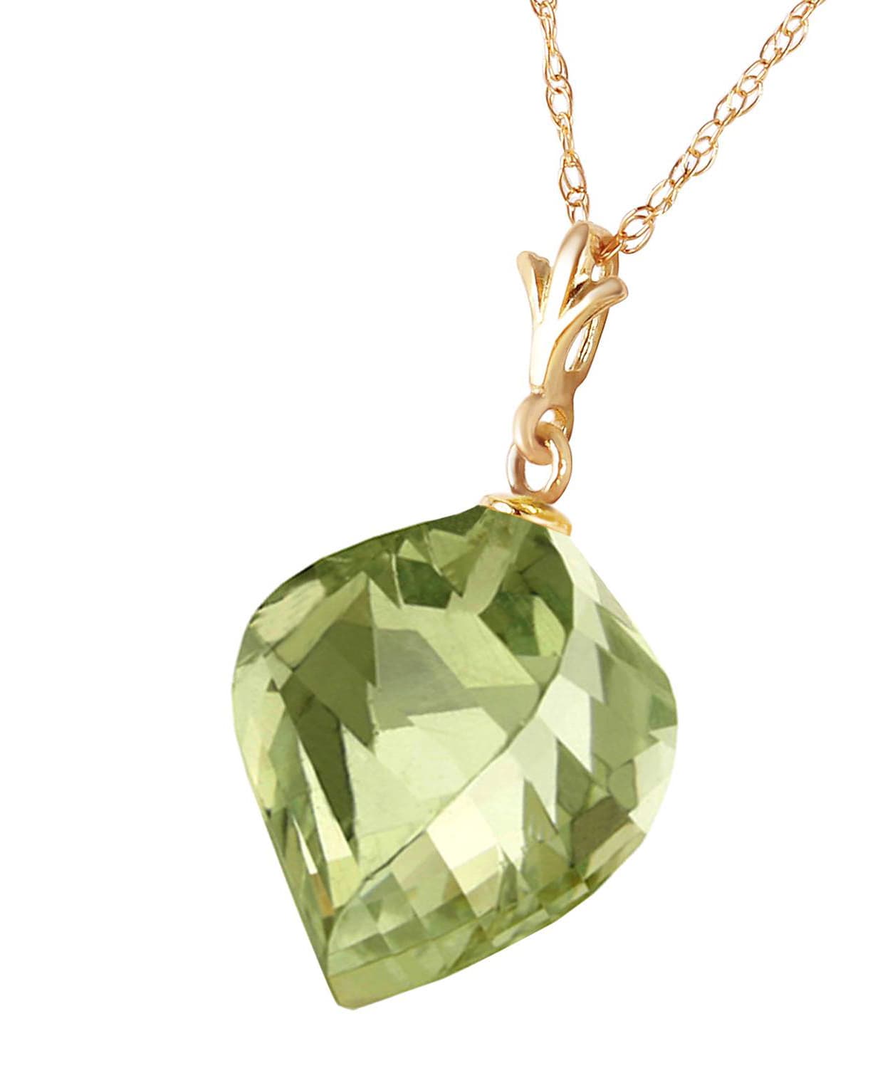 10.78 ctw Natural Green Amethyst 14k Gold Contemporary Pendant With Chain View 2