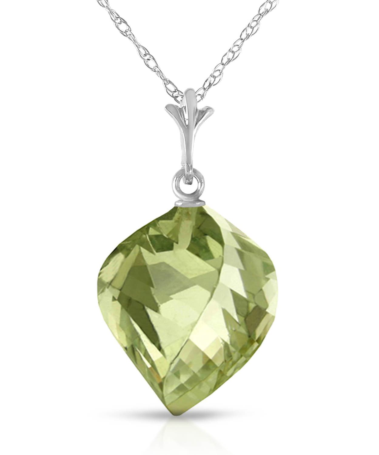 10.78 ctw Natural Green Amethyst 14k Gold Contemporary Pendant With Chain View 3