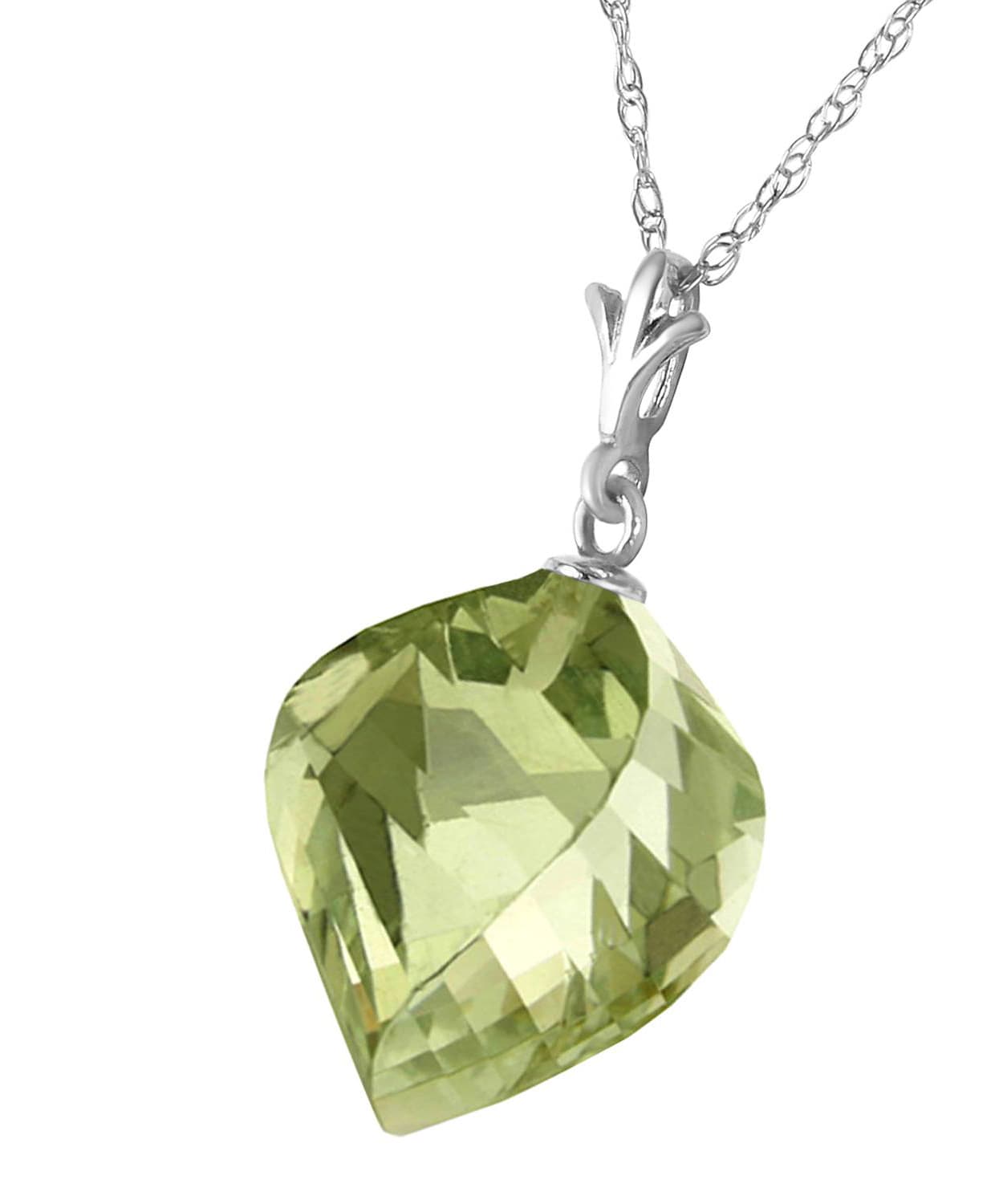 10.78 ctw Natural Green Amethyst 14k Gold Contemporary Pendant With Chain View 4