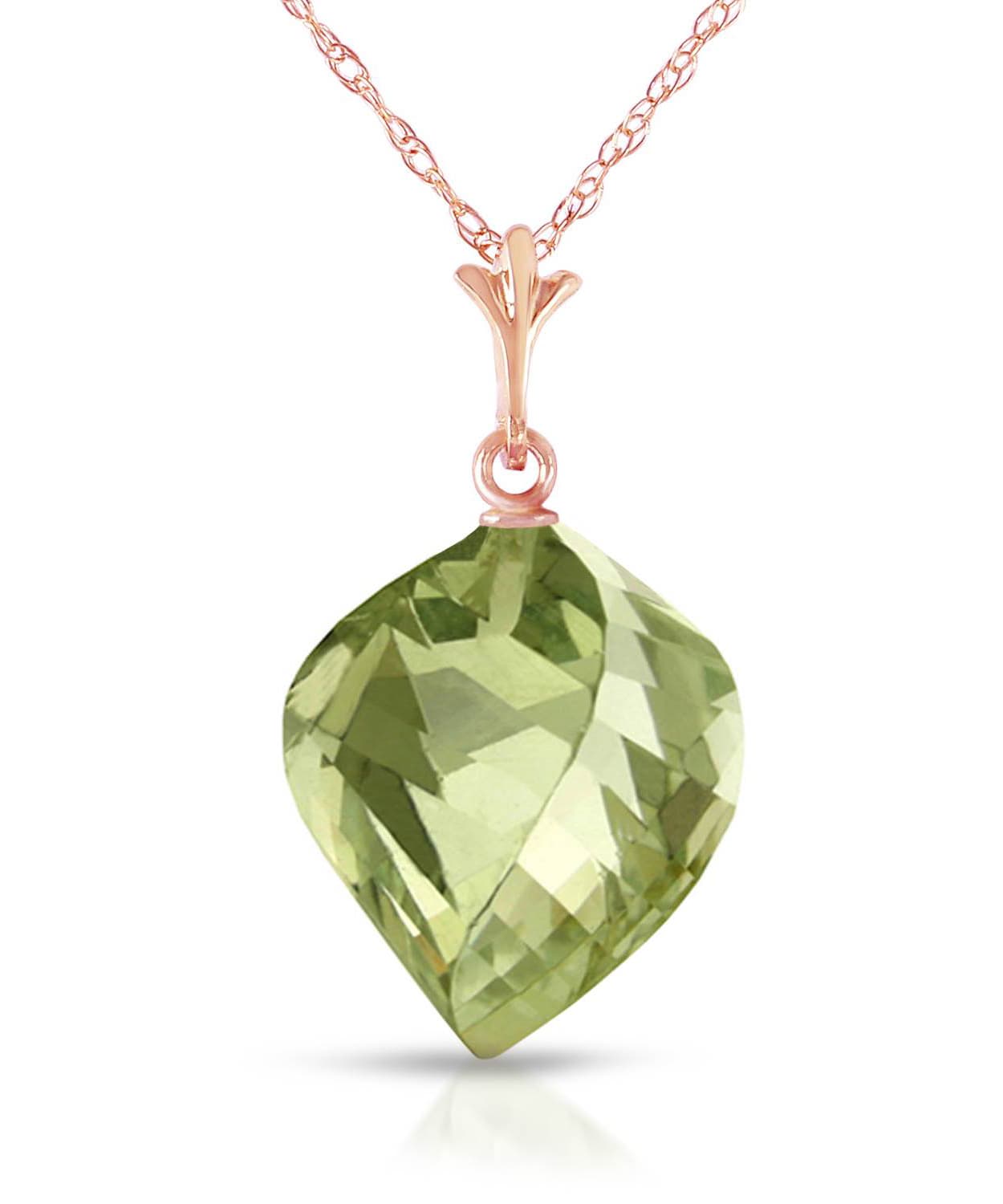 10.78 ctw Natural Green Amethyst 14k Gold Contemporary Pendant With Chain View 5