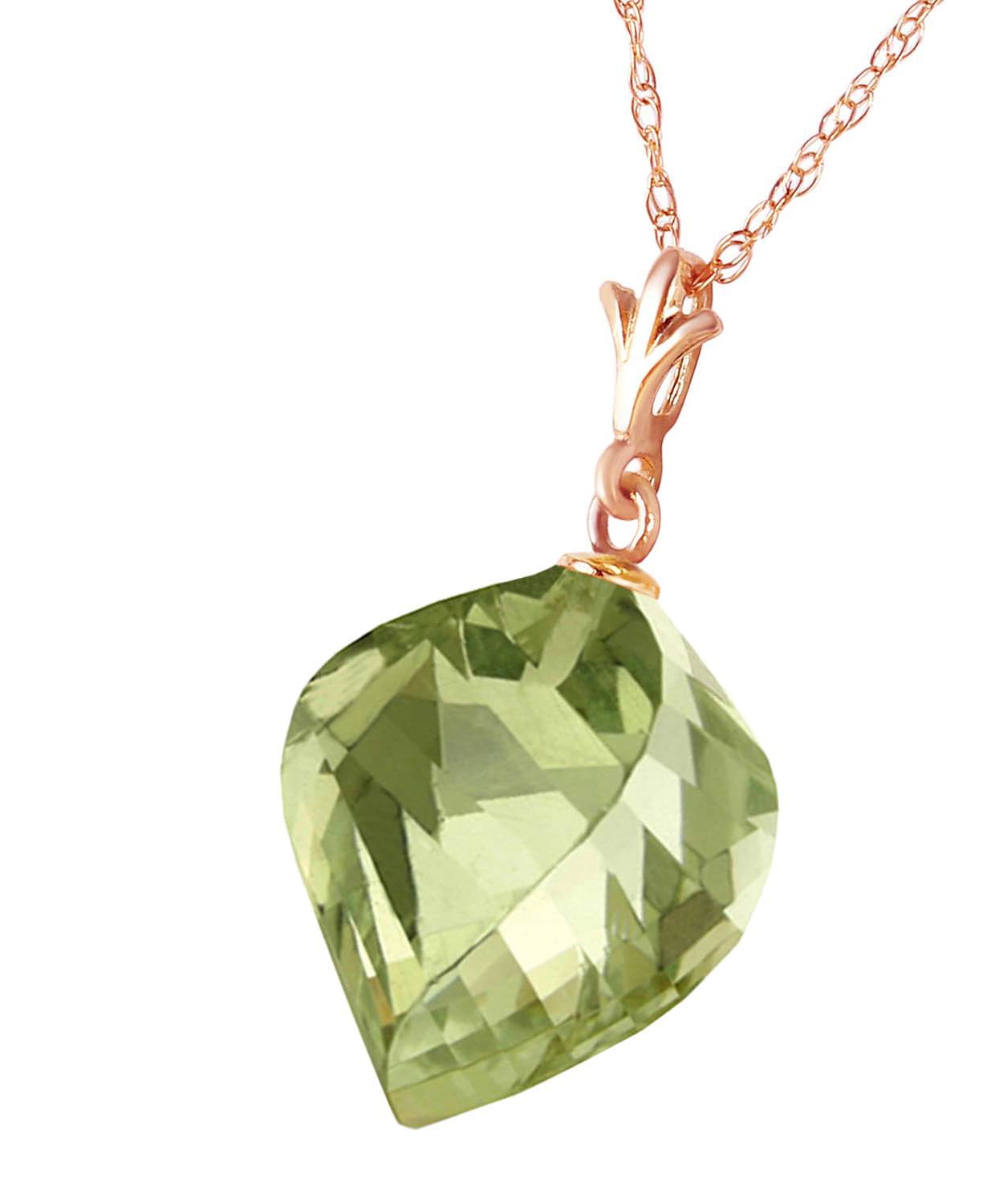 10.78 ctw Natural Green Amethyst 14k Gold Contemporary Pendant With Chain View 6