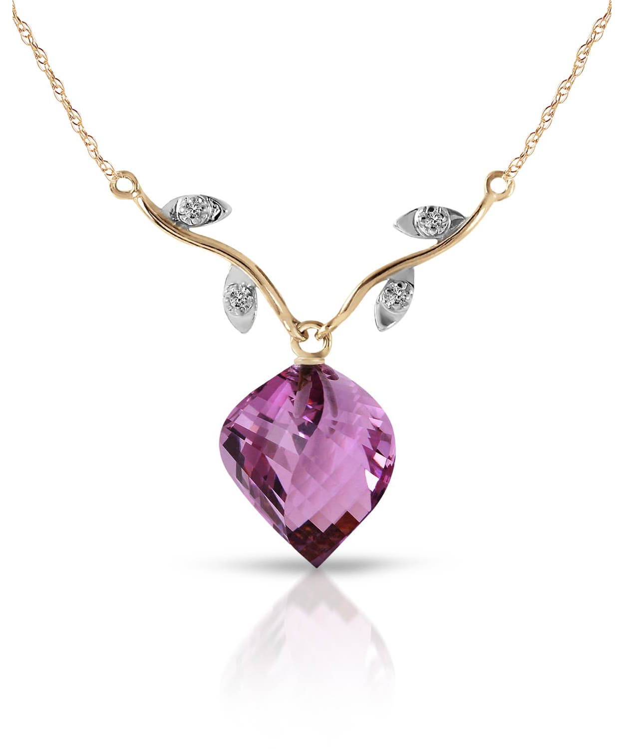 10.80 ctw Natural Amethyst and Diamond 14k Gold Fashion Necklace View 1